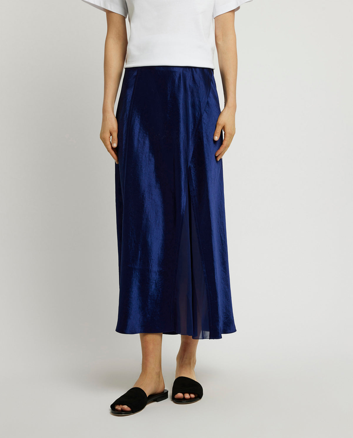 Satin midi skirt