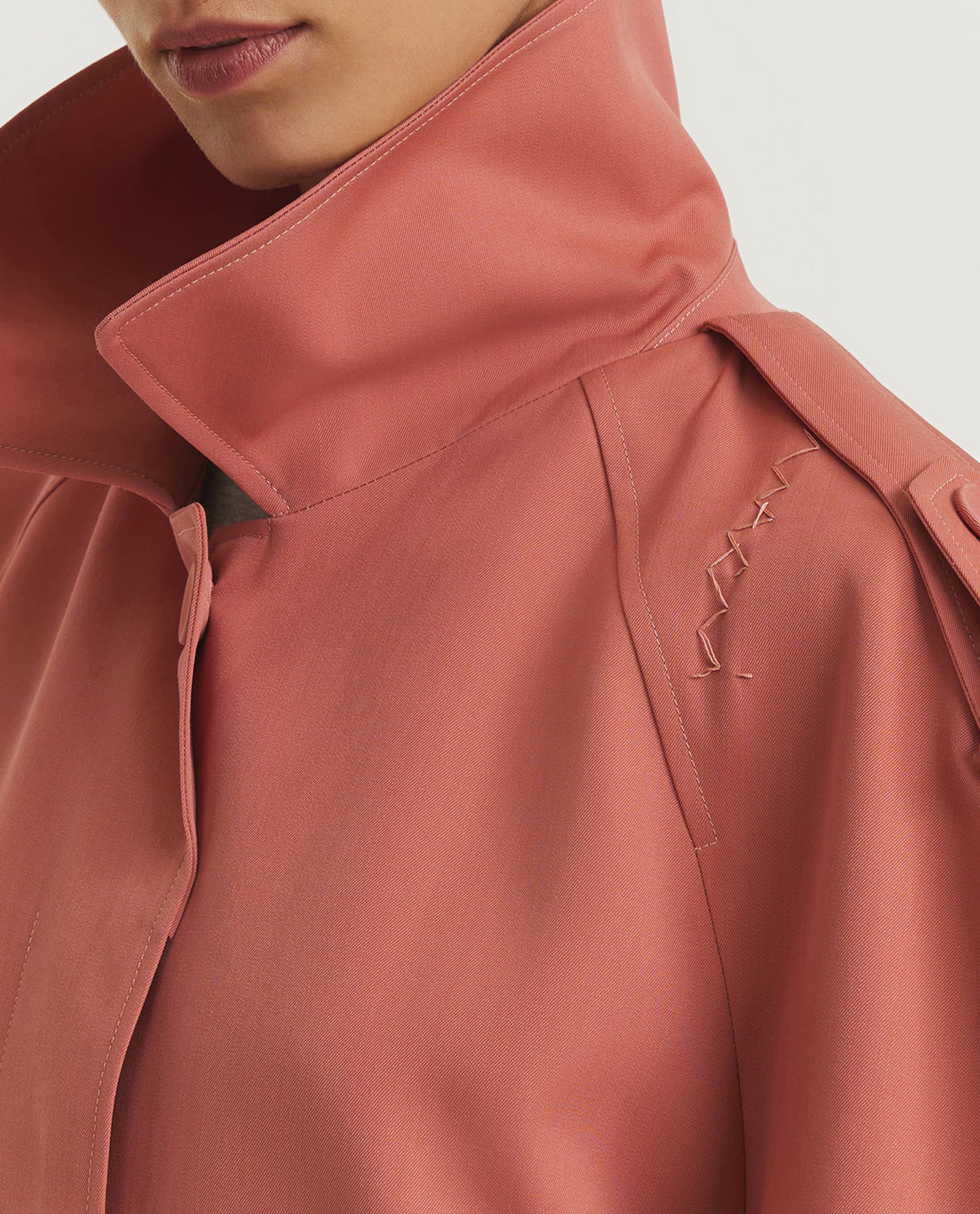 Korte Wollen Trenchcoat - Roze