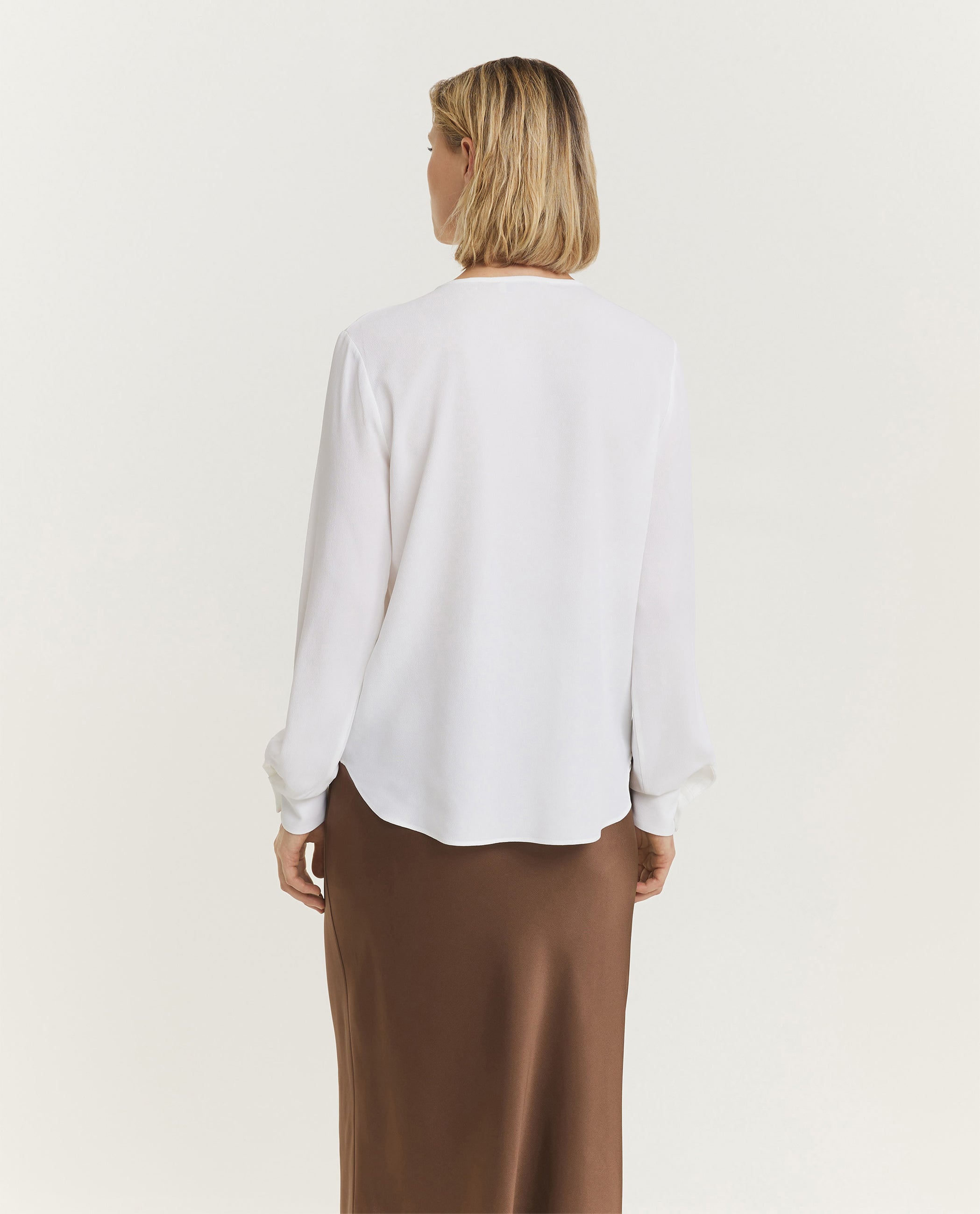 Vloeiende Rond Hals Top - Wit