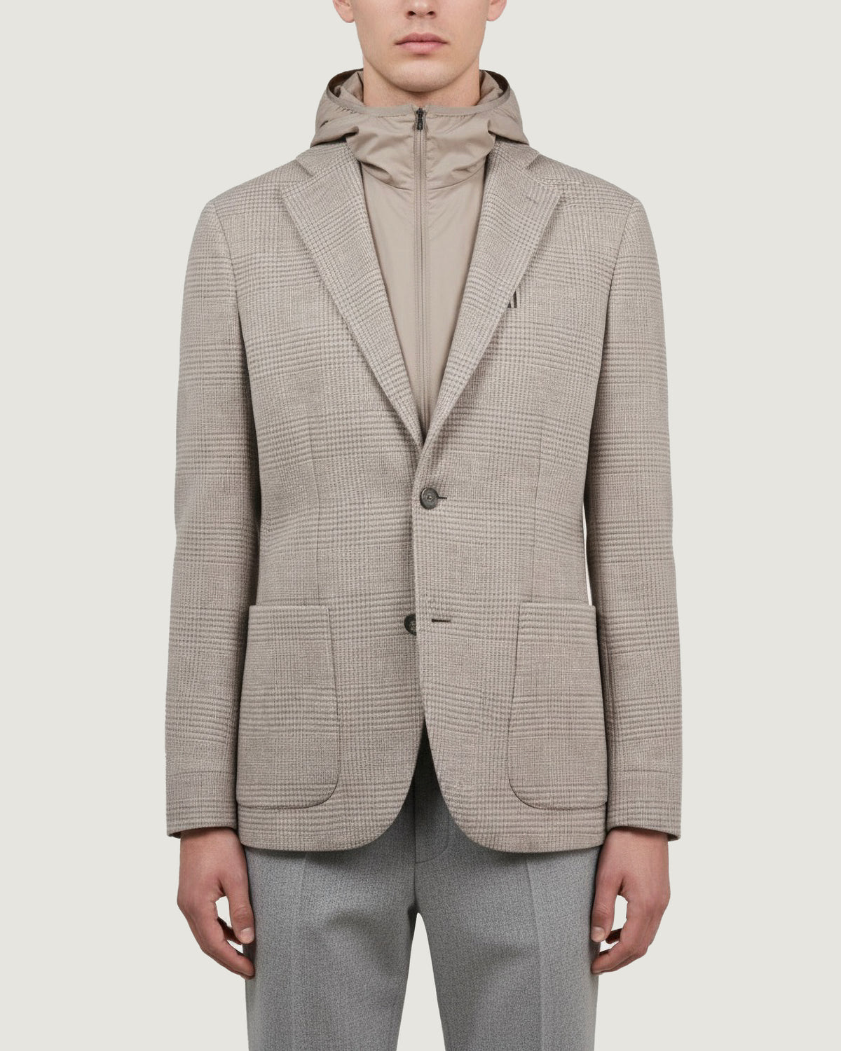 Wollen Hoodie Blazer - Lichtbruin