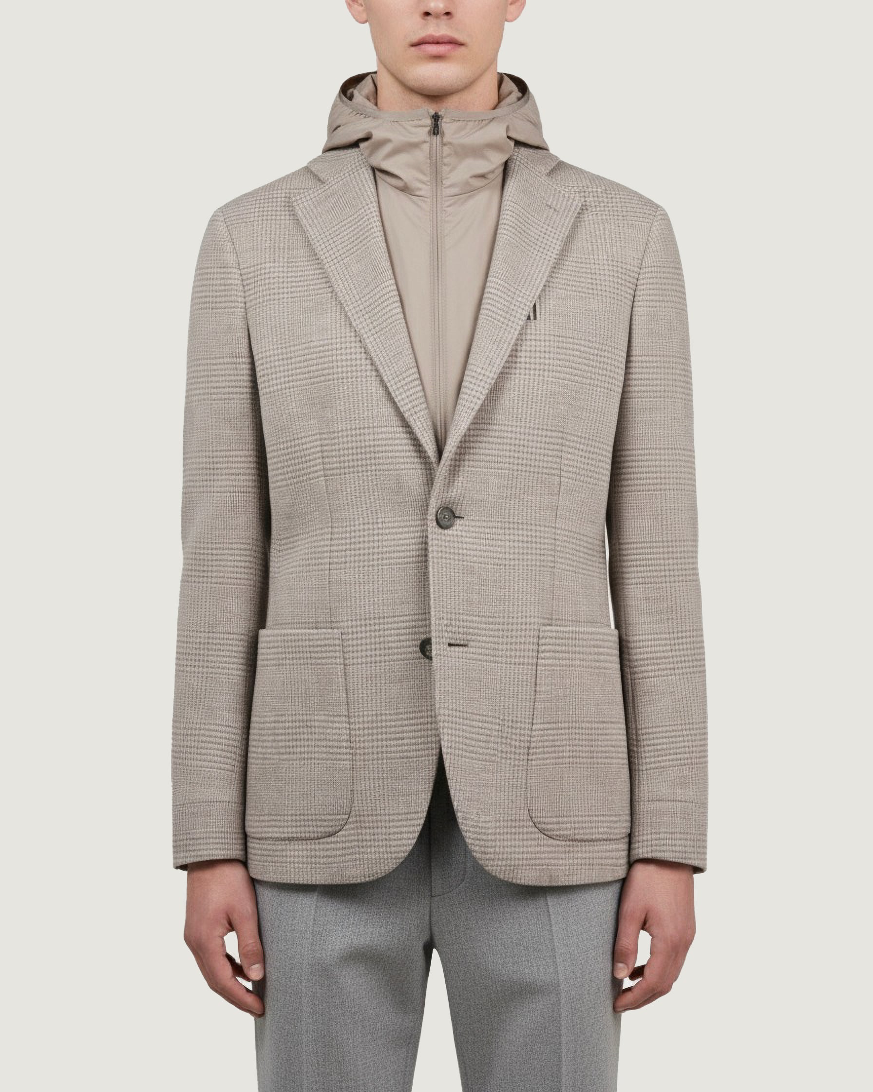 Wollen Hoodie Blazer - Lichtbruin