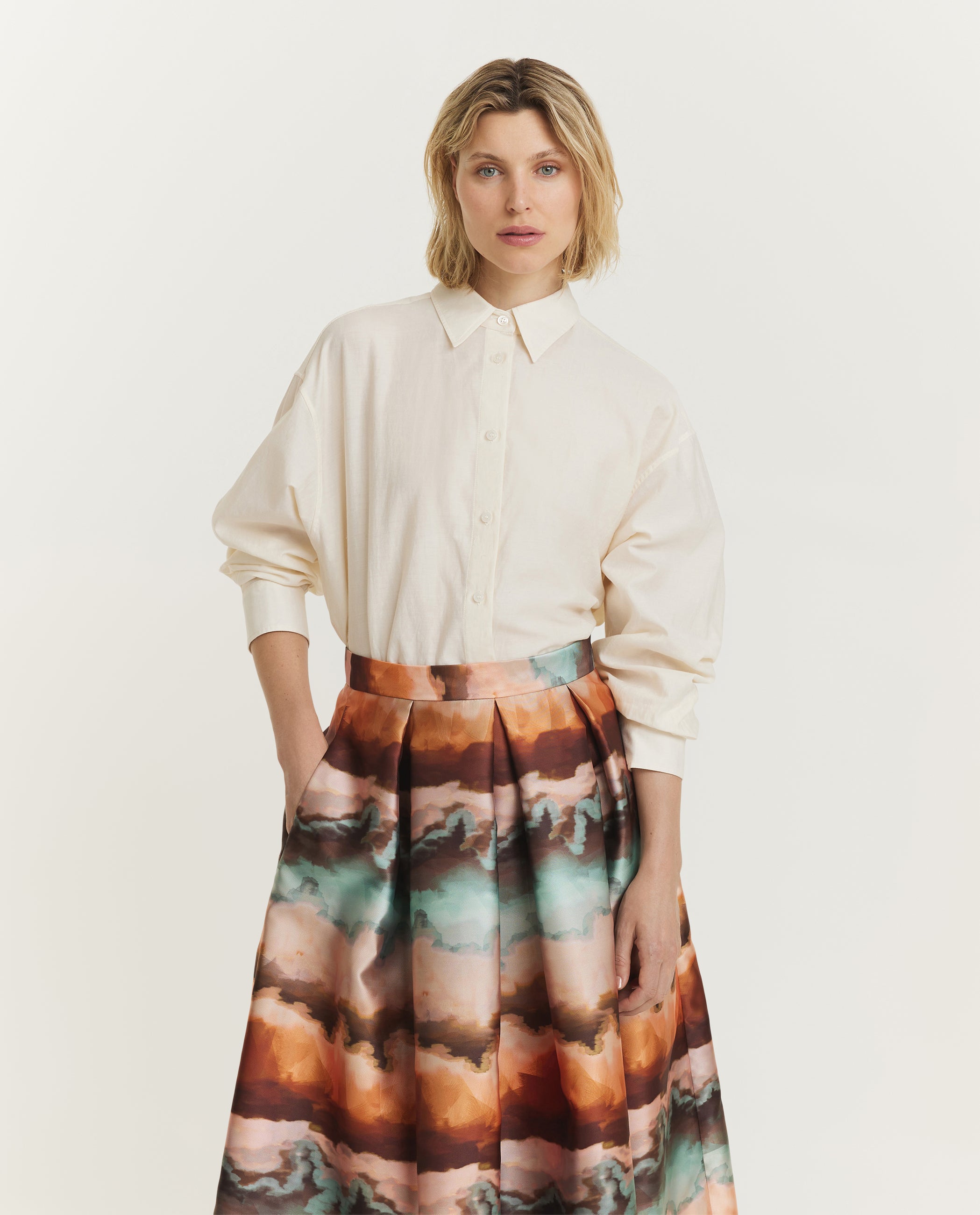 Twill Plastron Shirt - Ecru