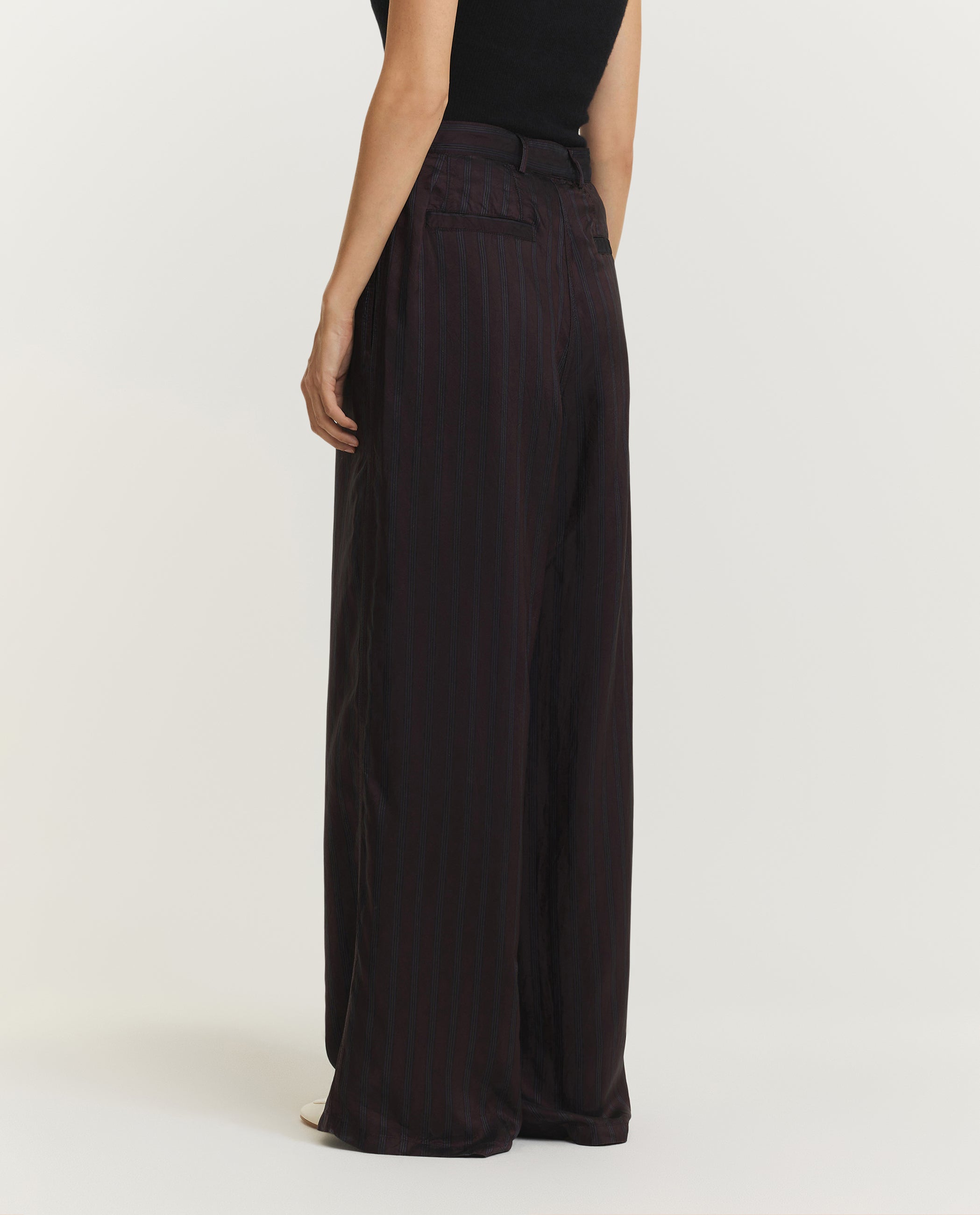 Gestreepte Cupro Broek