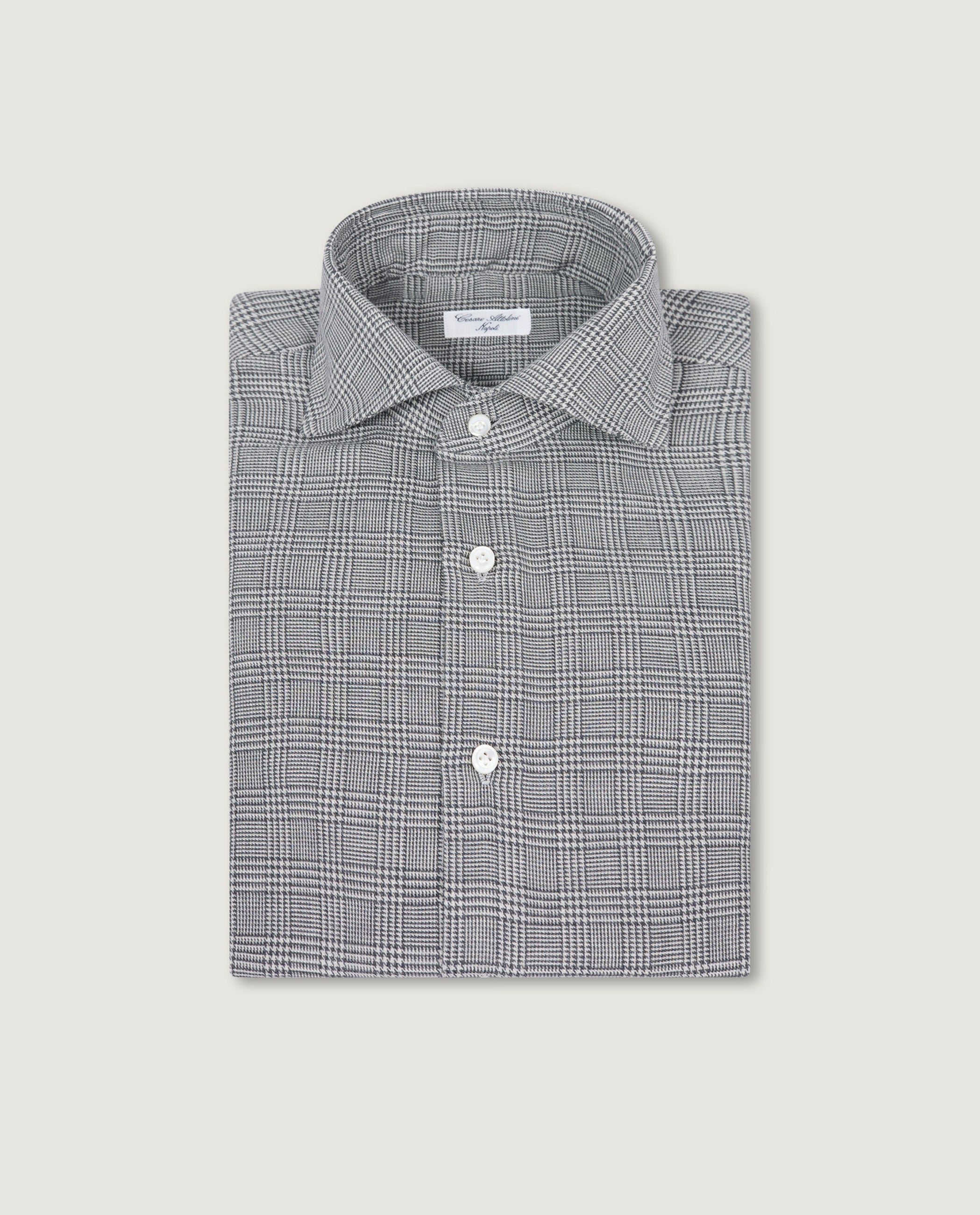 Katoen Cashmere Glencheck Shirt - Grijs