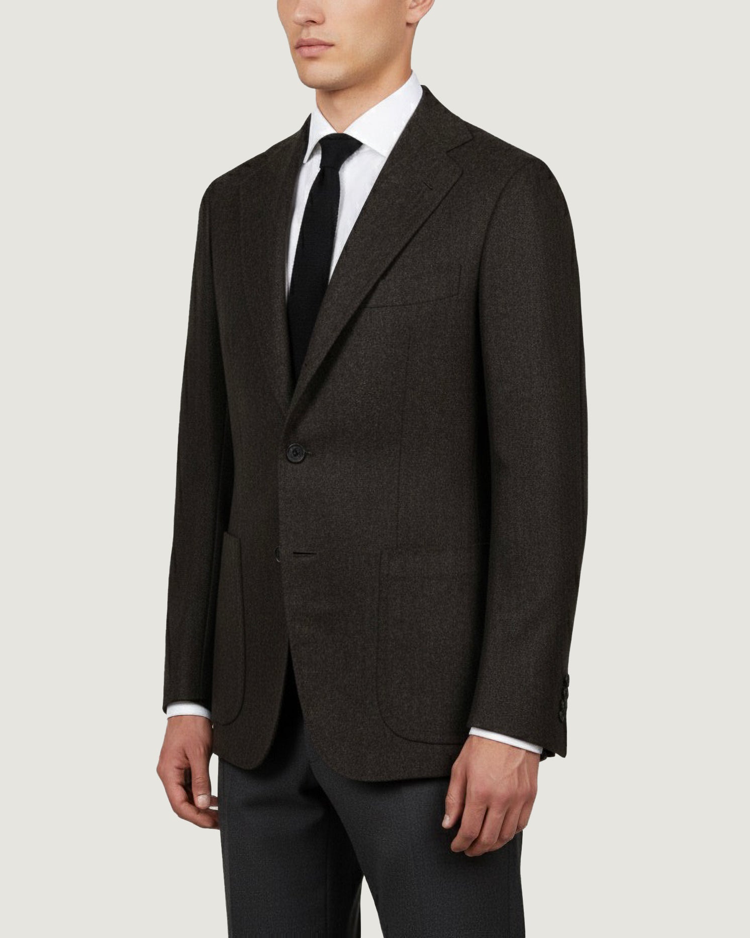 Wol Cashmere Visgraat Jasje - Bruin