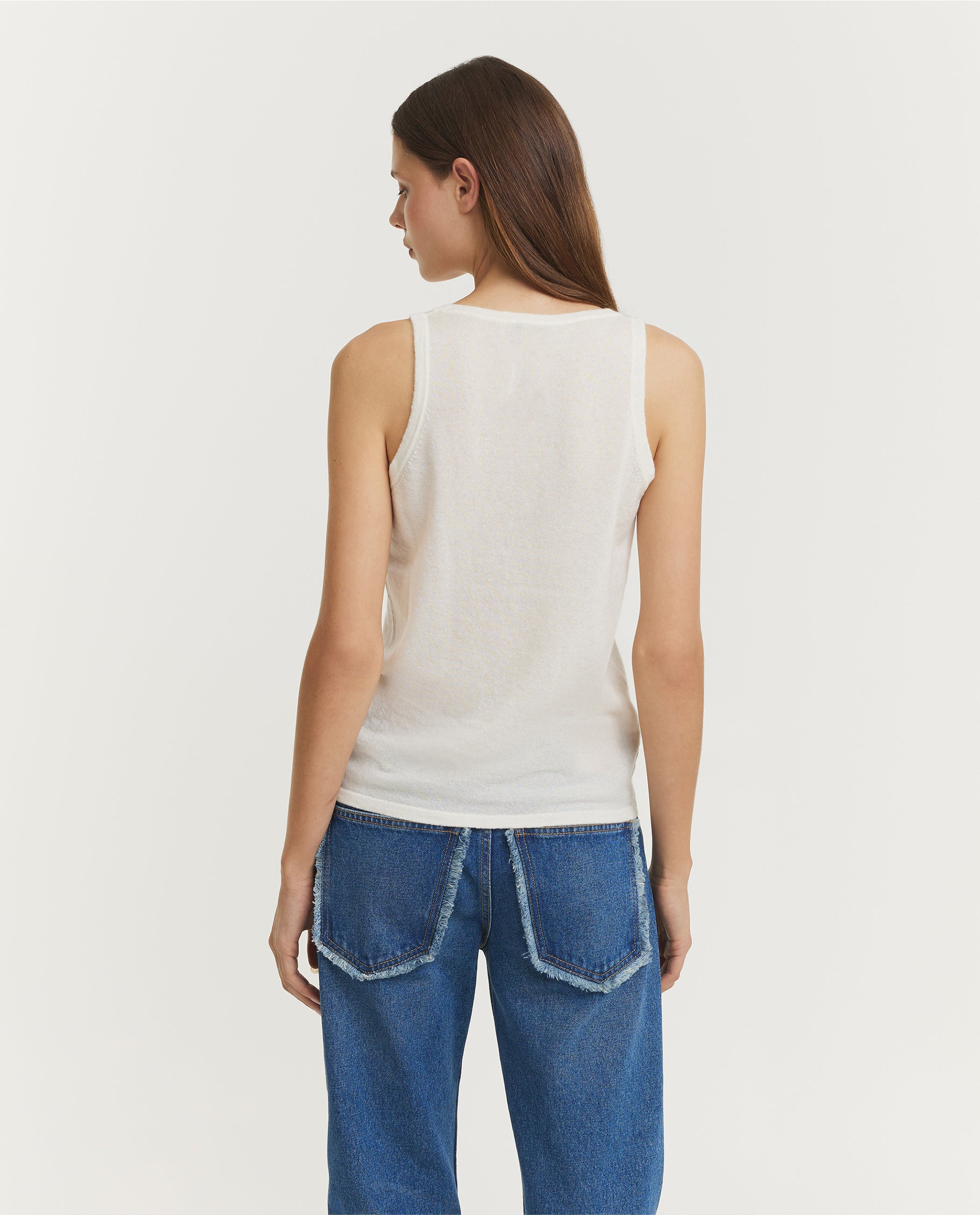 Cashmere Zijden Tank Top - Ecru