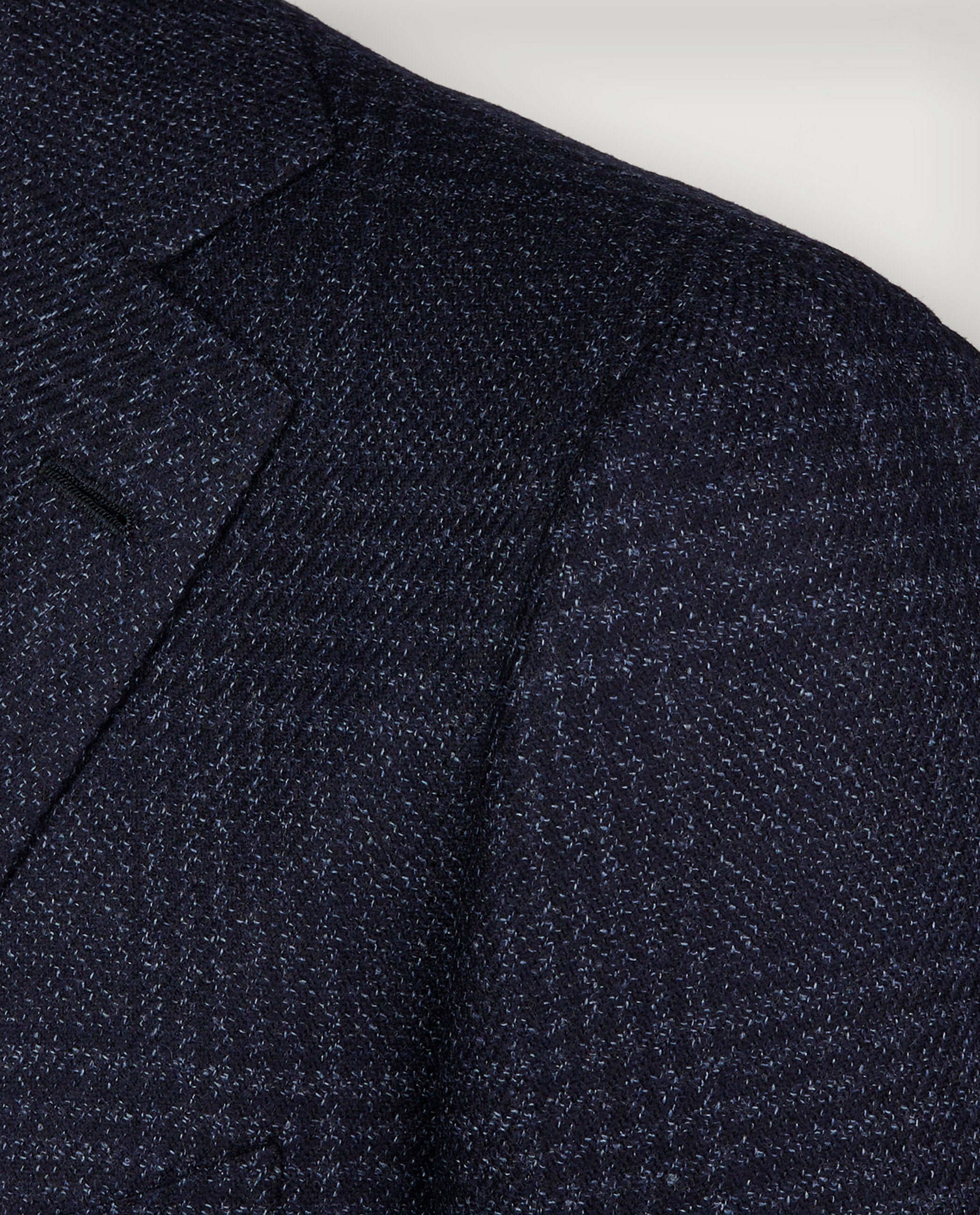 Wol Zijden Glencheck Jasje - Donkerblauw