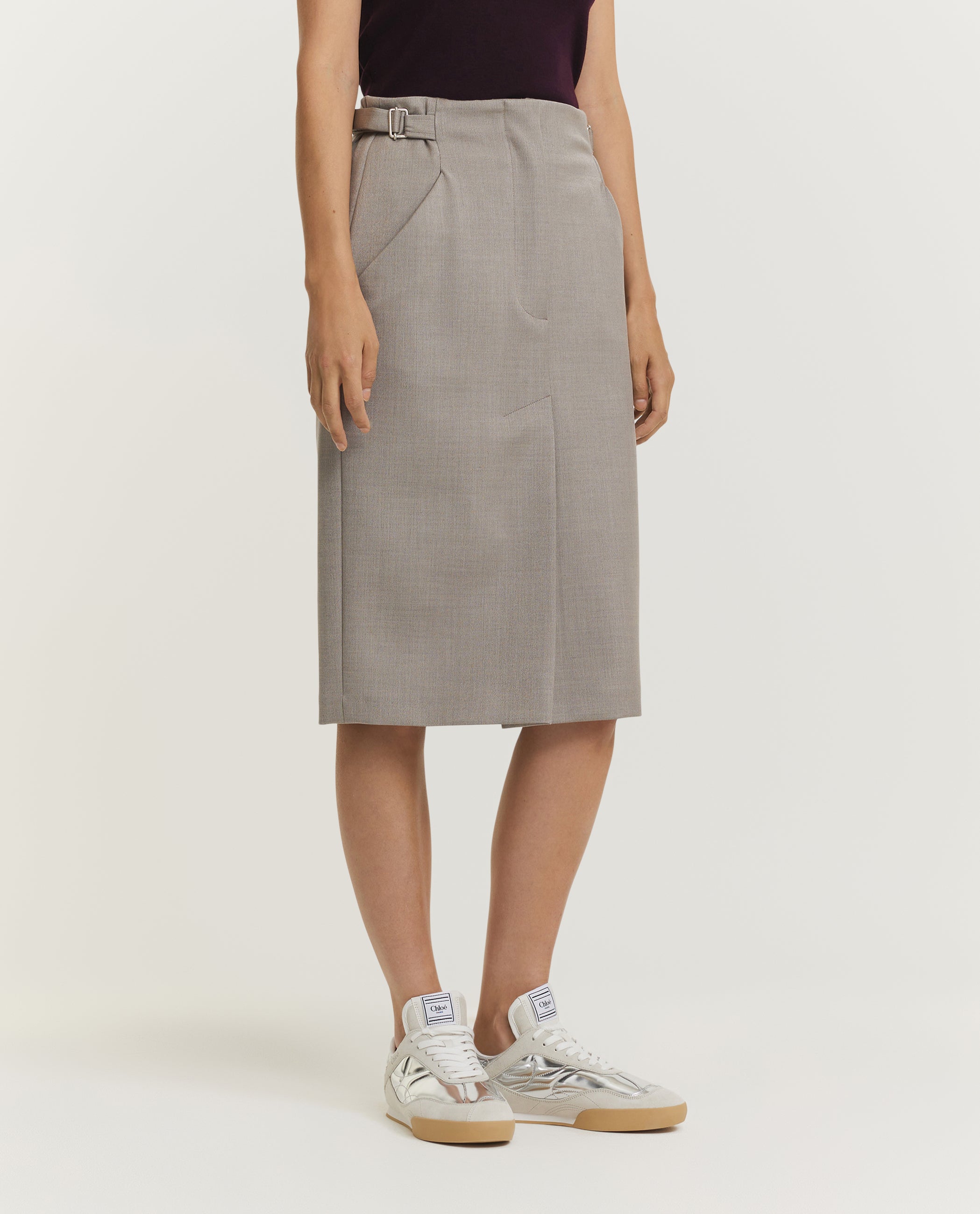 Silk Wool Pencil Skirt