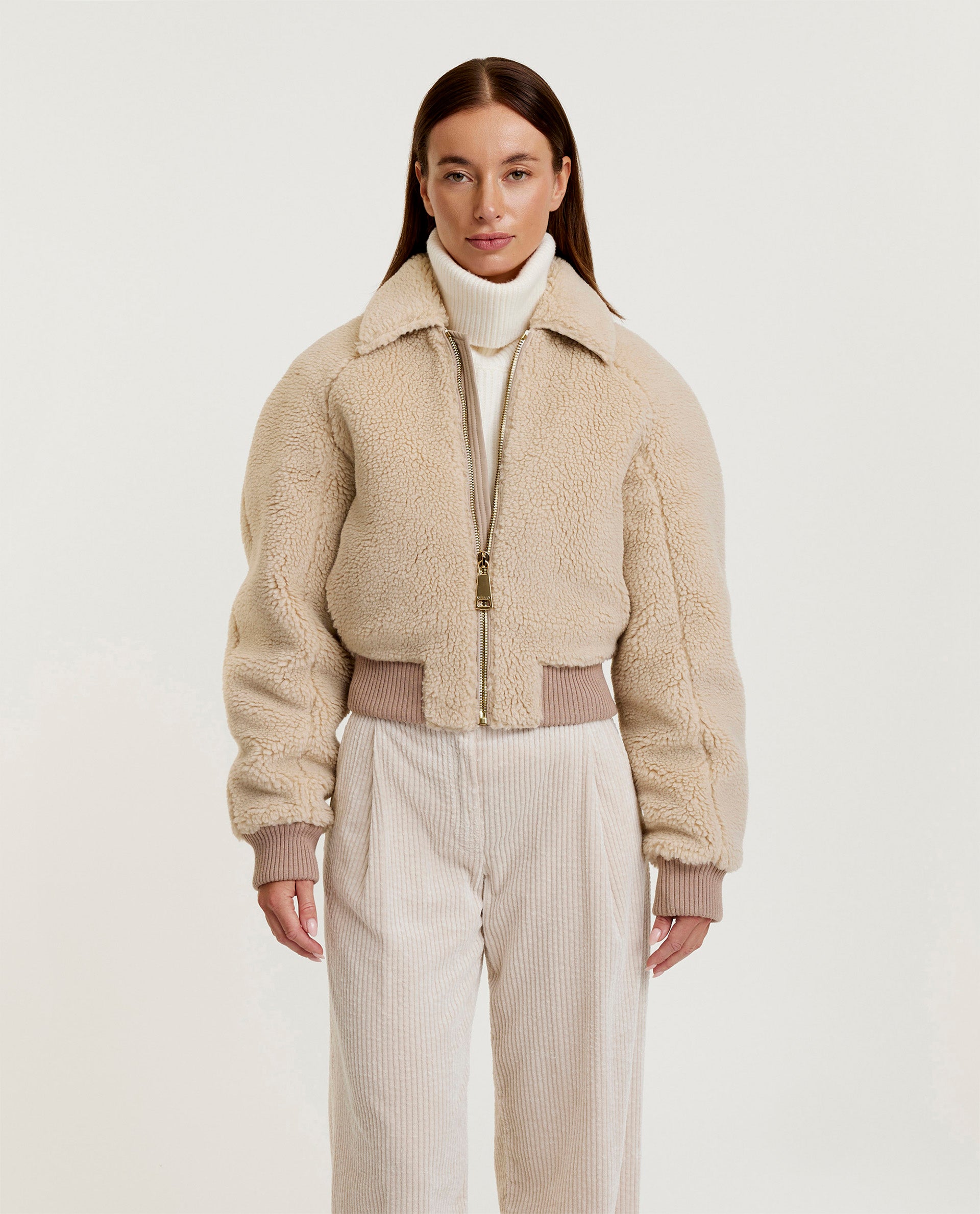 Short shearling jacket