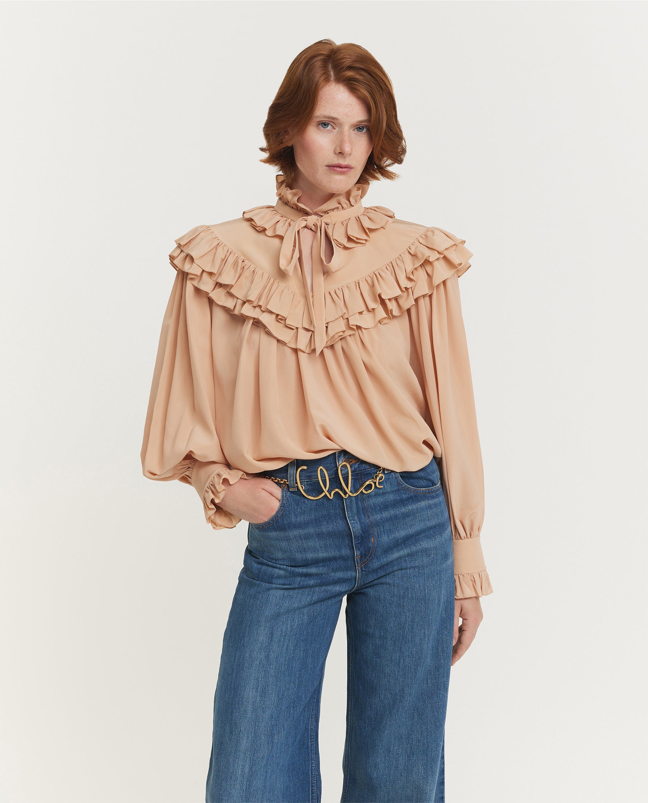 Oversized Gathered Ruffle Top
