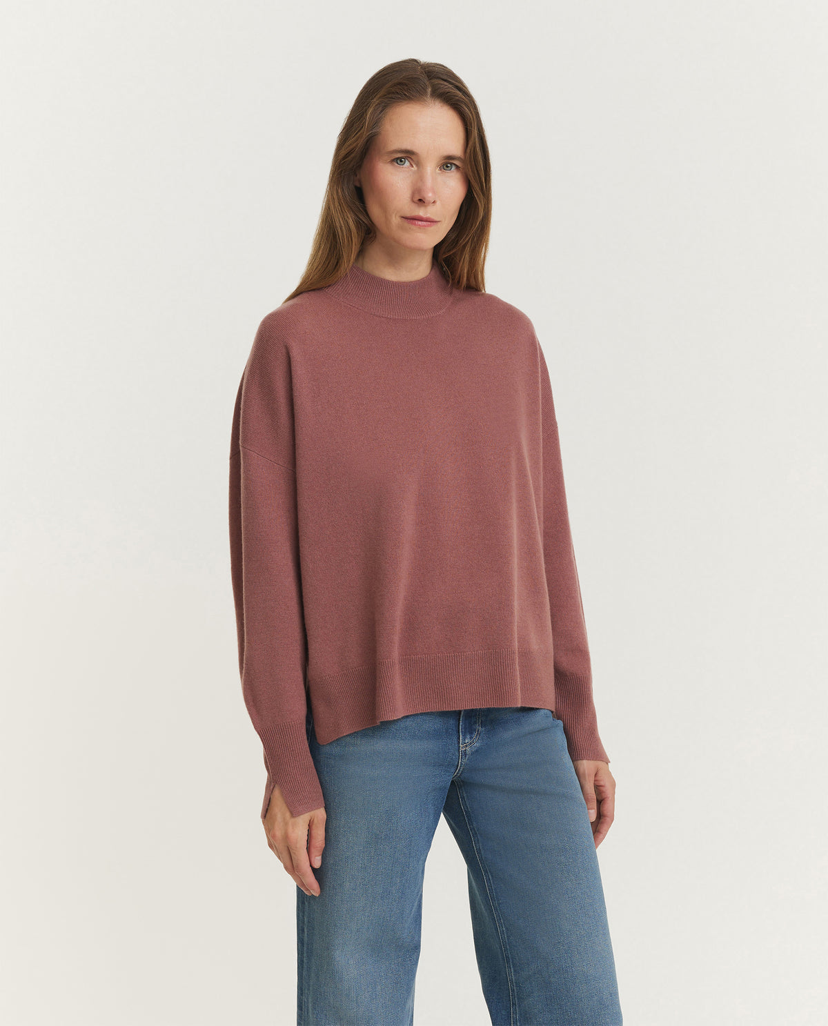 Wool Cashmere Mock Neck Sweater