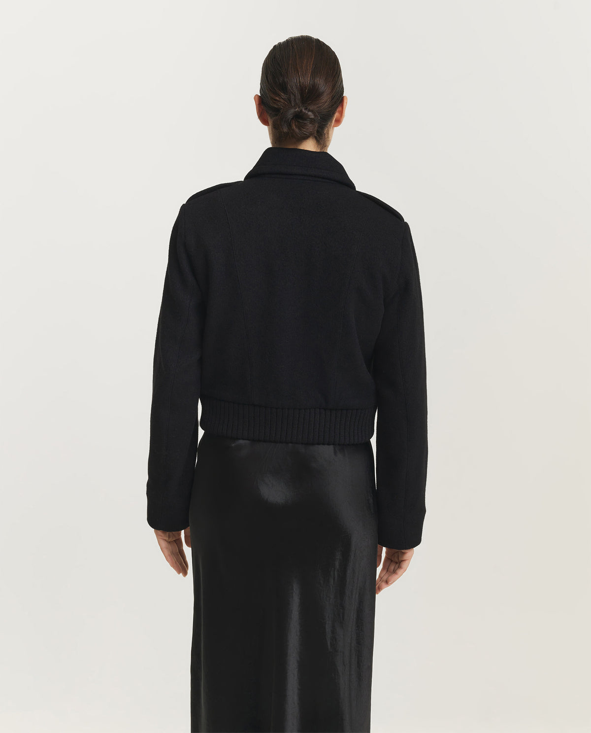 Cropped Wol Mix Jasje - Zwart