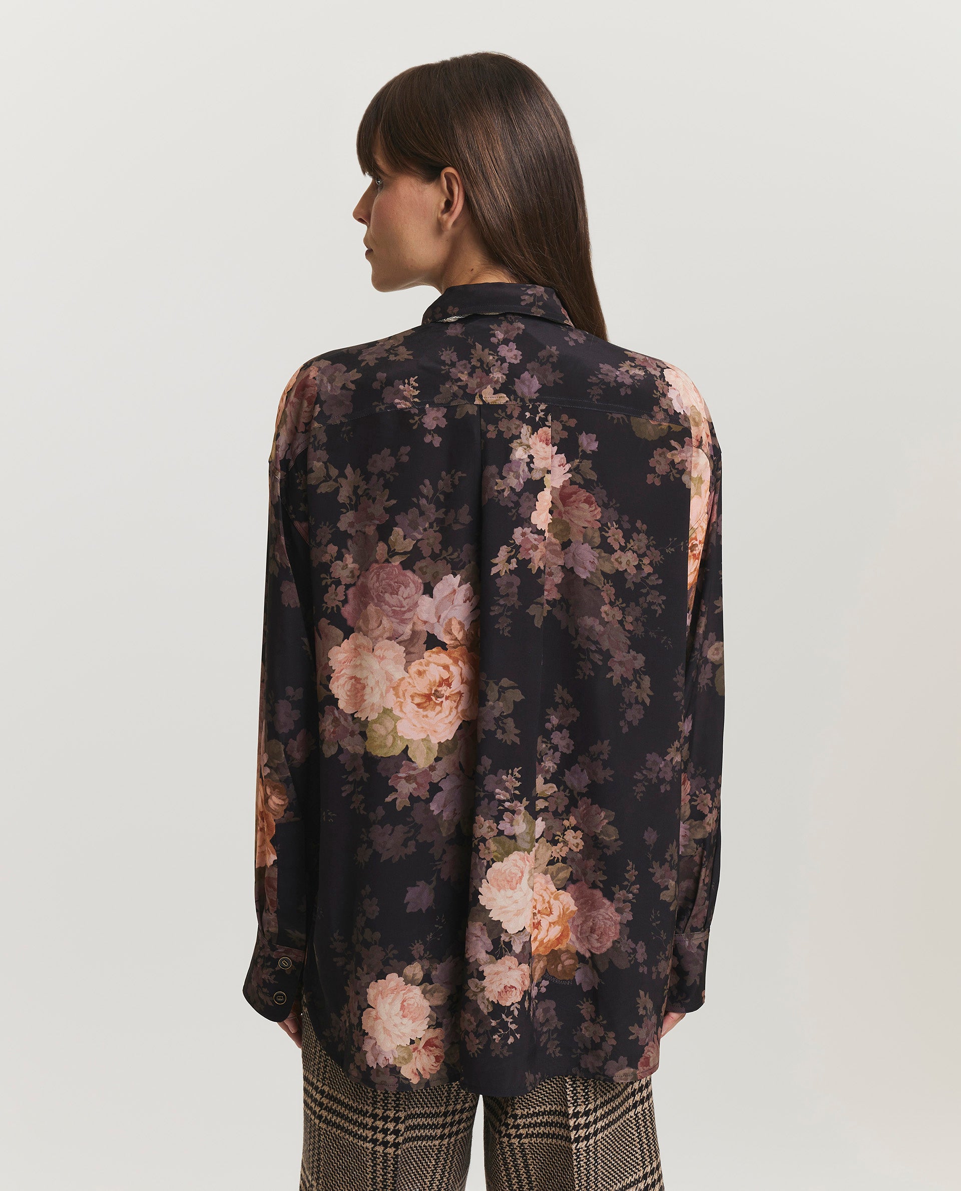 Silk blouse -  Black Rococo Floral