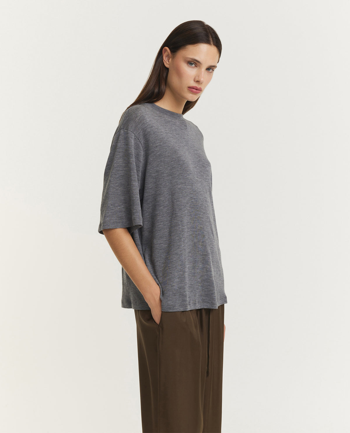 Oversized Merino T-Shirt - Grijs