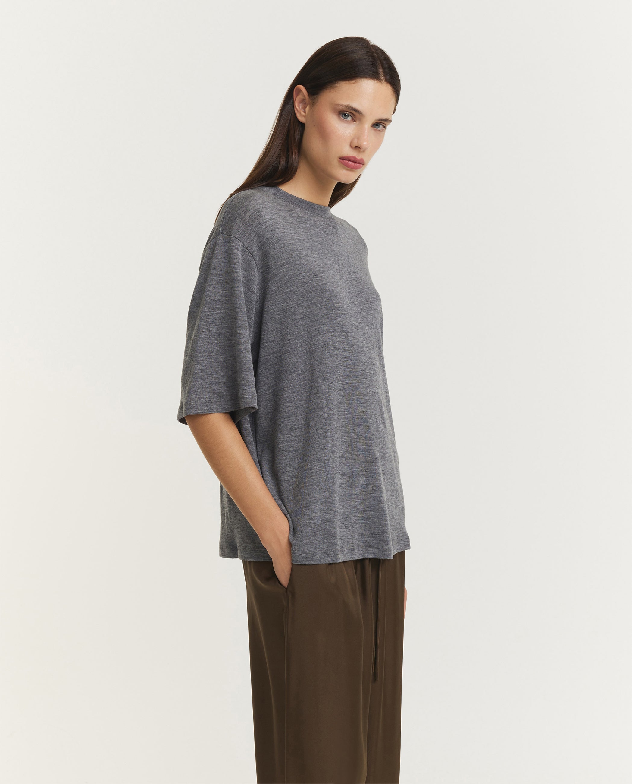 Oversized Merino T-Shirt - Grijs