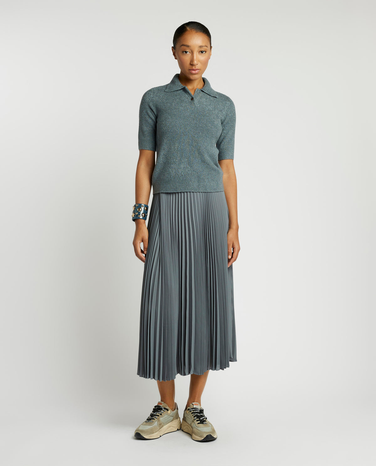 Pleated midi skirt