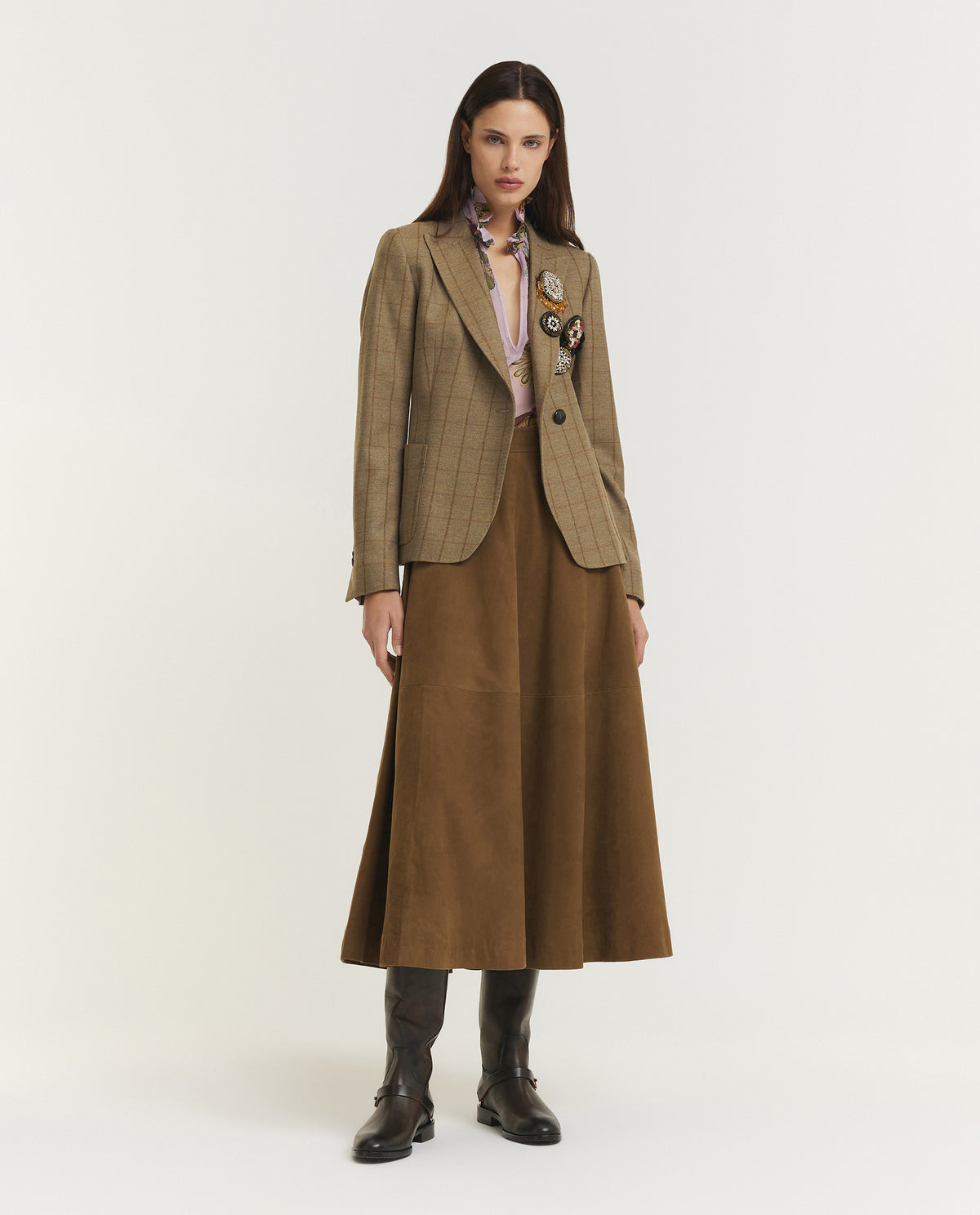 Suède A-lijn Rok  - Bruin