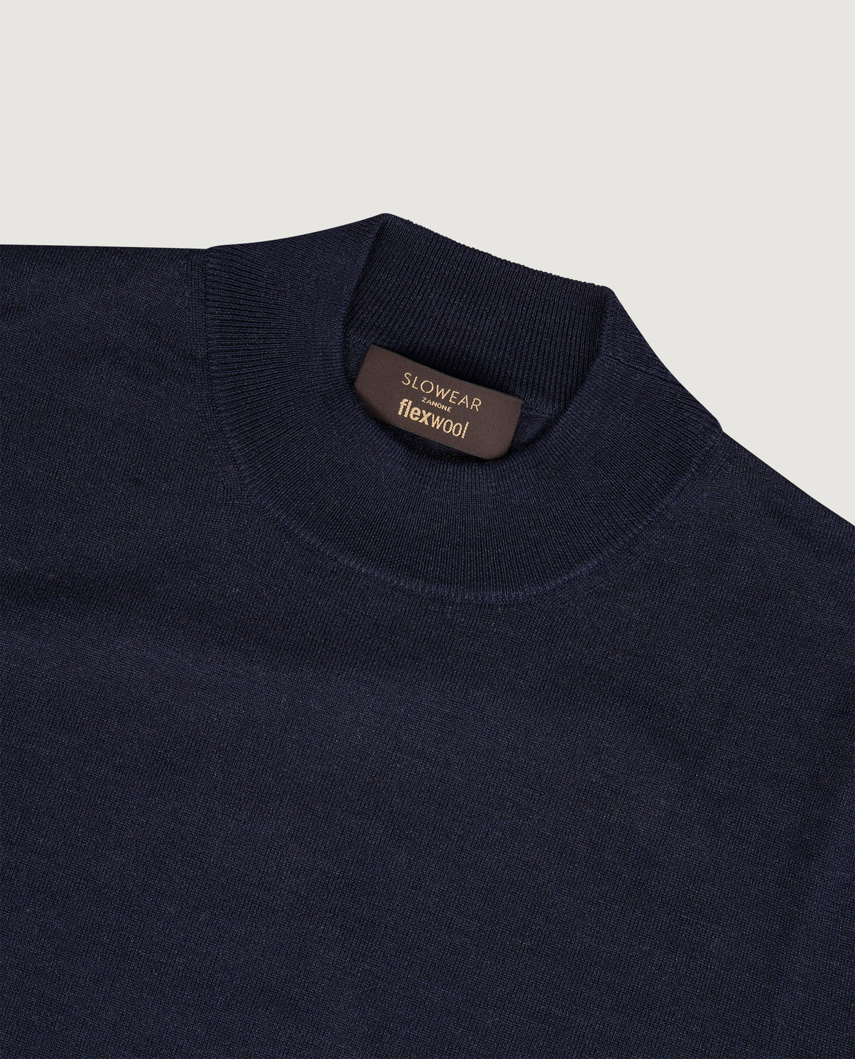 Wollen Mock Nek Trui - Donkerblauw