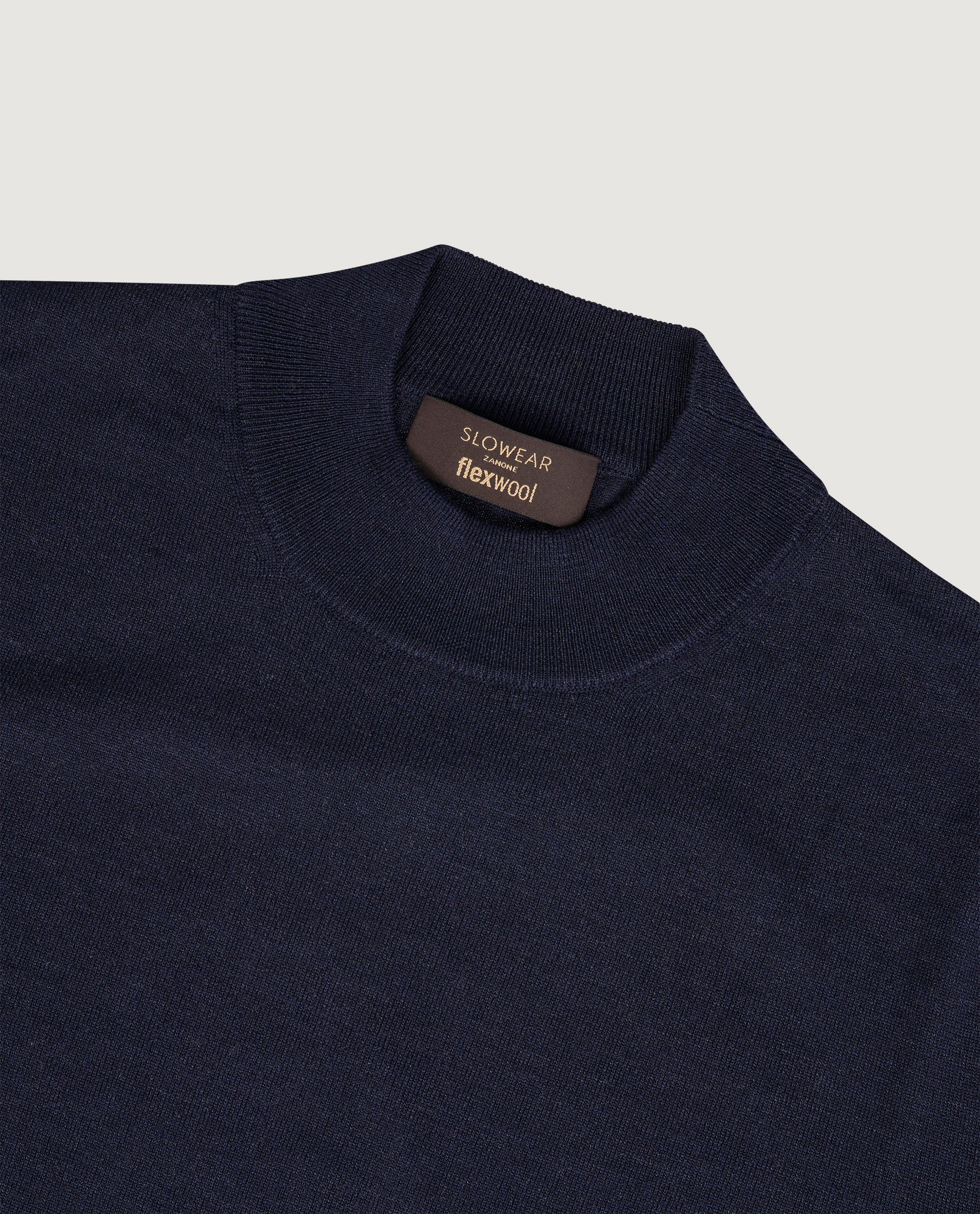 Wollen Mock Nek Trui - Donkerblauw