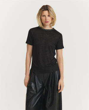 Linen Embellished Tee