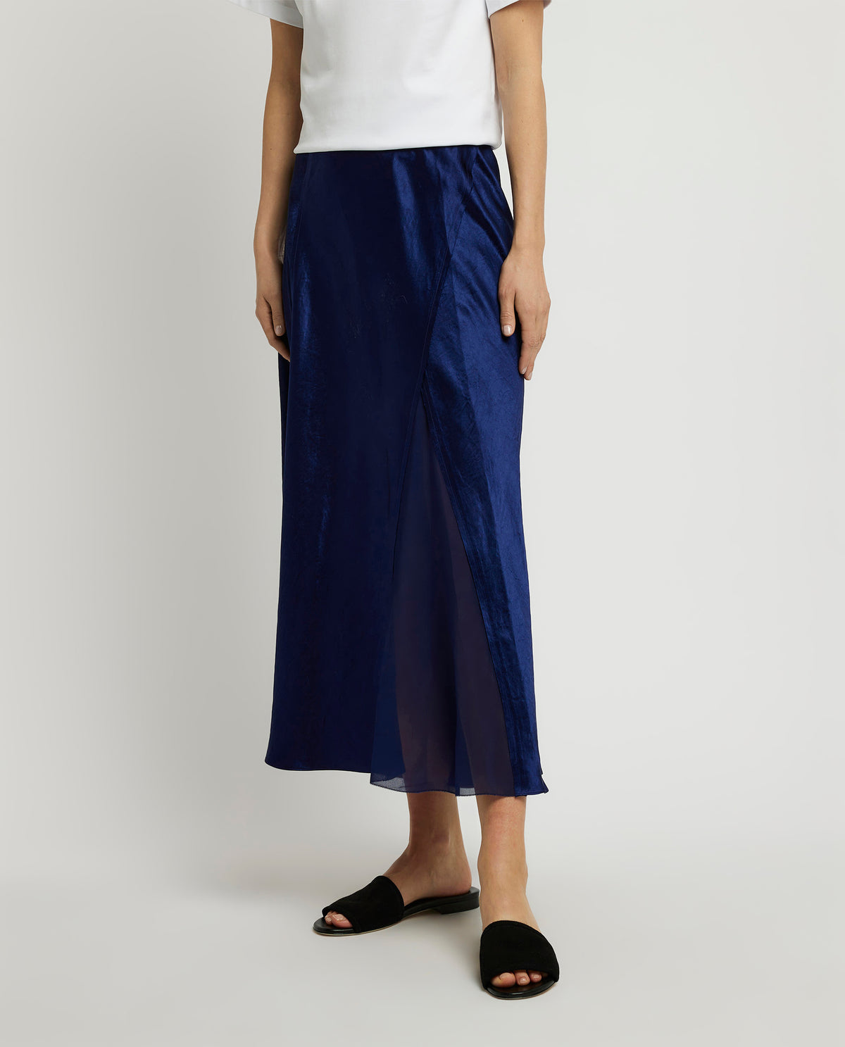 Satin midi skirt