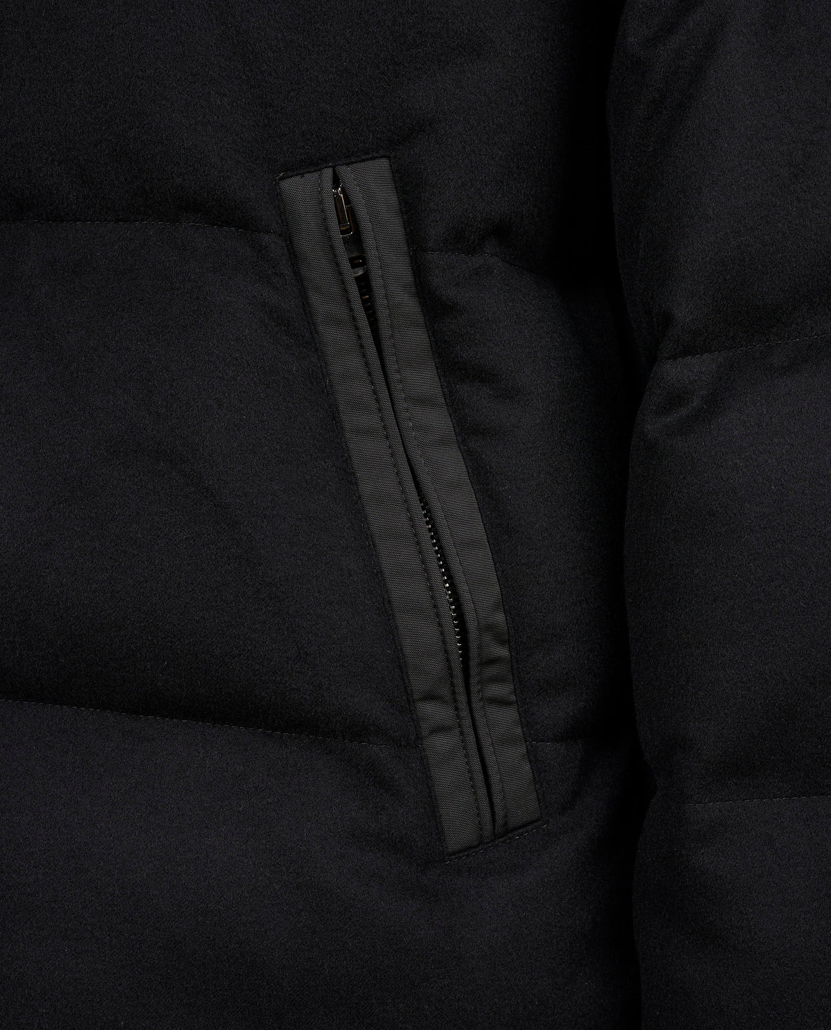 Cashmere Puffer Jas - Zwart