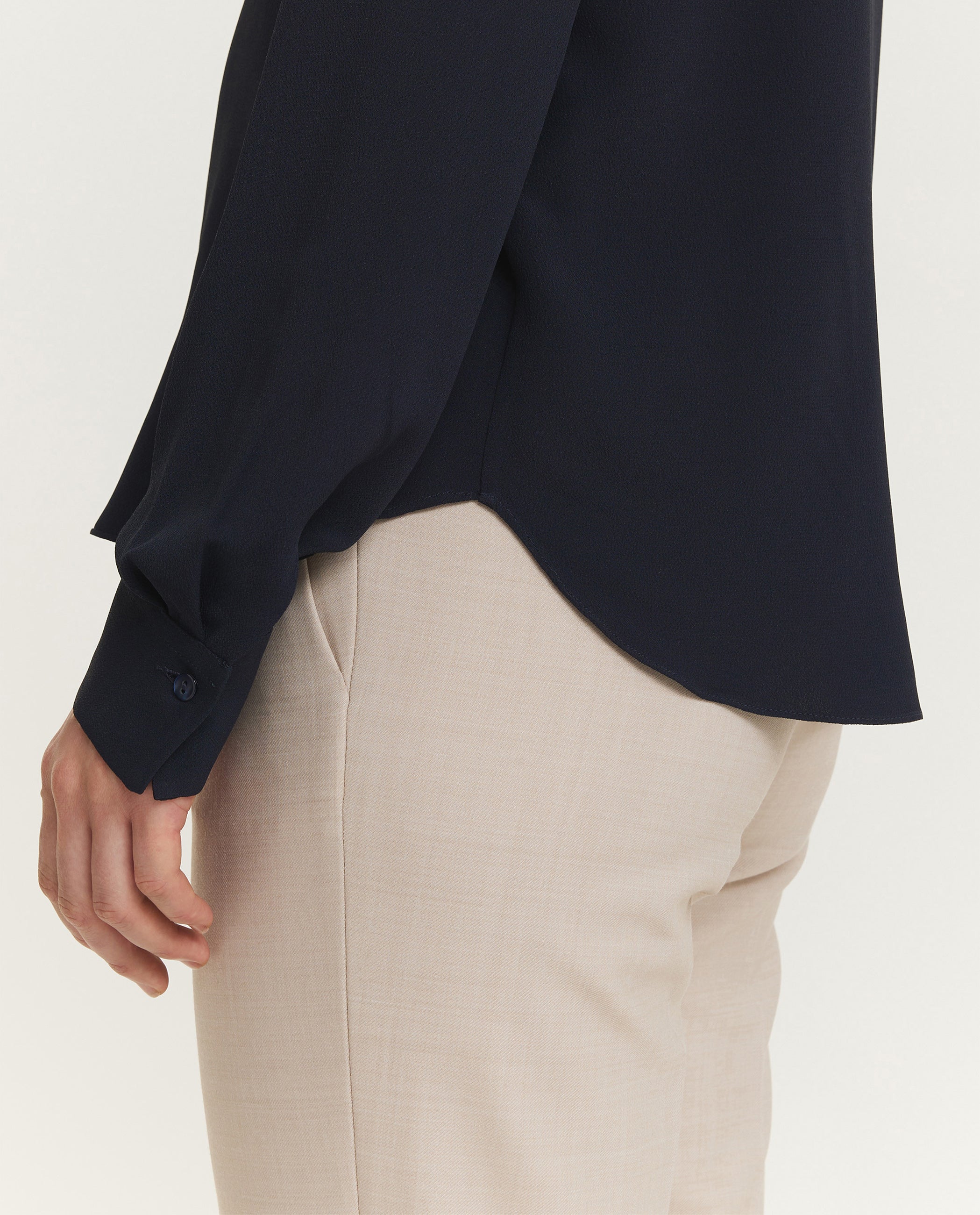 Vloeiende Rond Hals Top - Donkerblauw