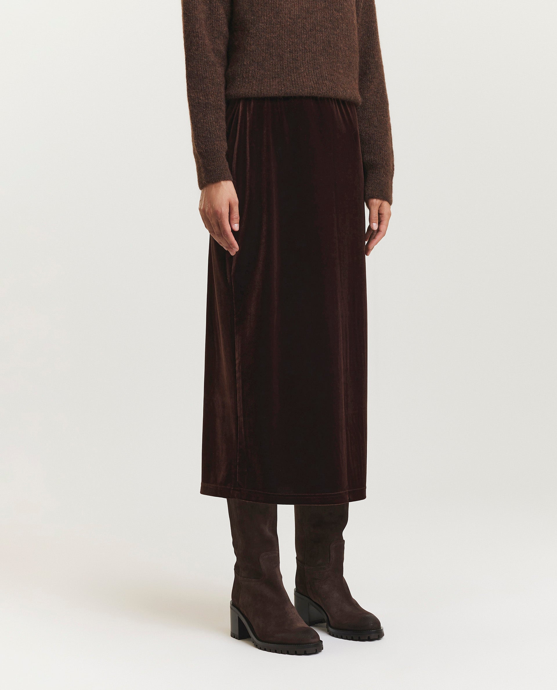 Velvet midi skirt