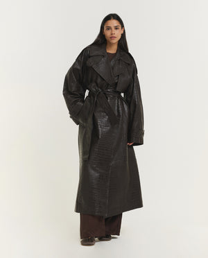 Leather Croco Trenchcoat