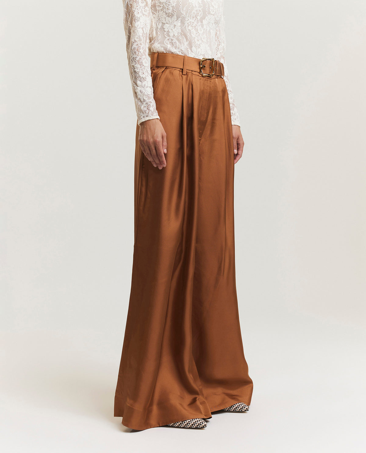 Silk wide trousers