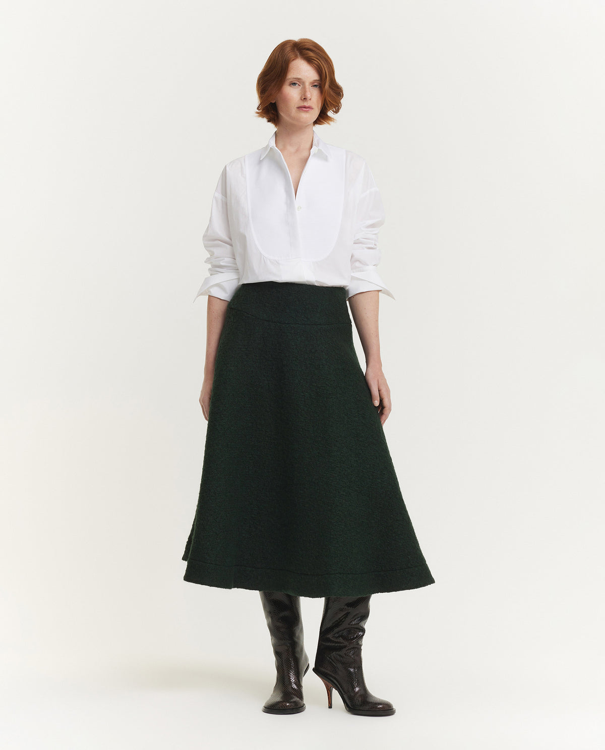 Wollen Midi Rok - Groen