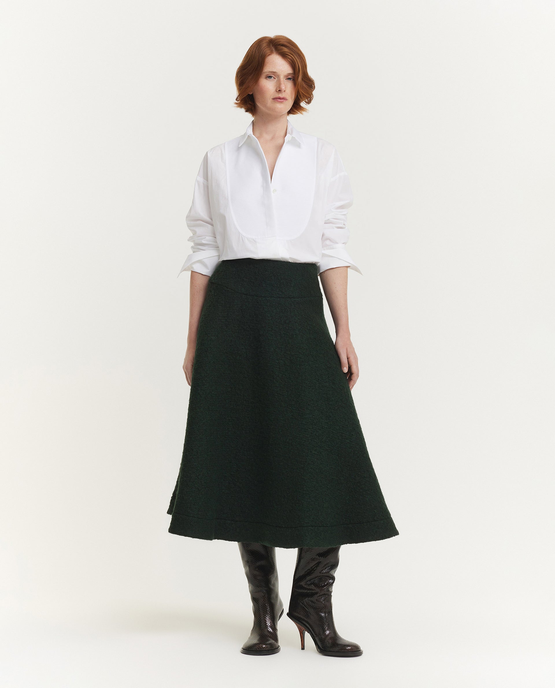 Wollen Midi Rok - Groen