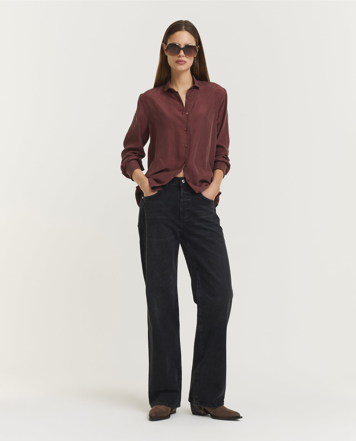 Annina High Rise Wijde Jeans - Zwart