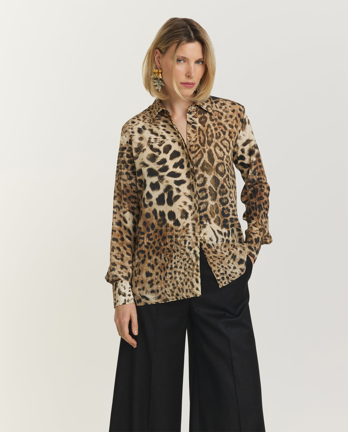 Zijden Leopard Blouse - Lichtbruin
