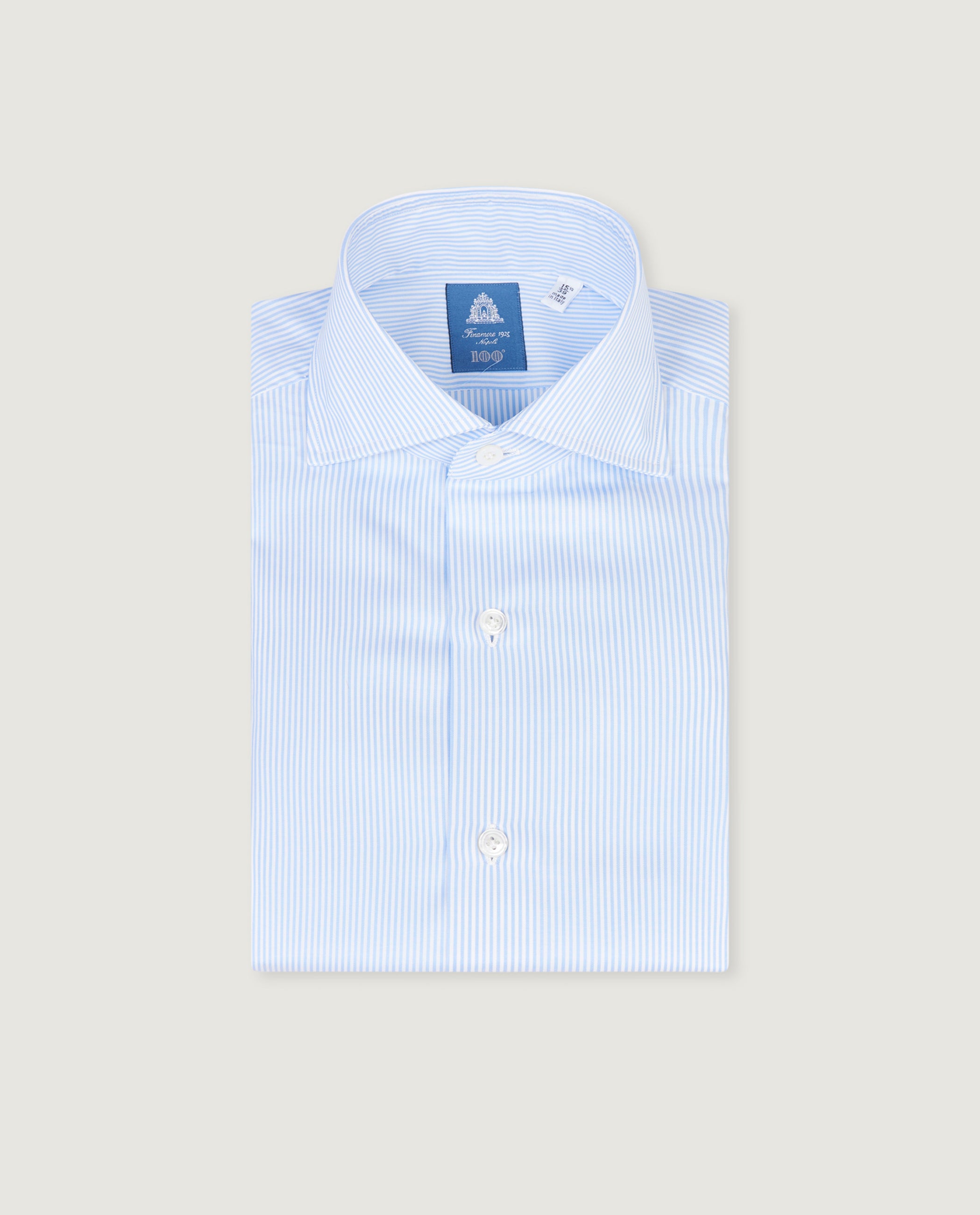 Gestreept Twill Shirt - Lichtblauw