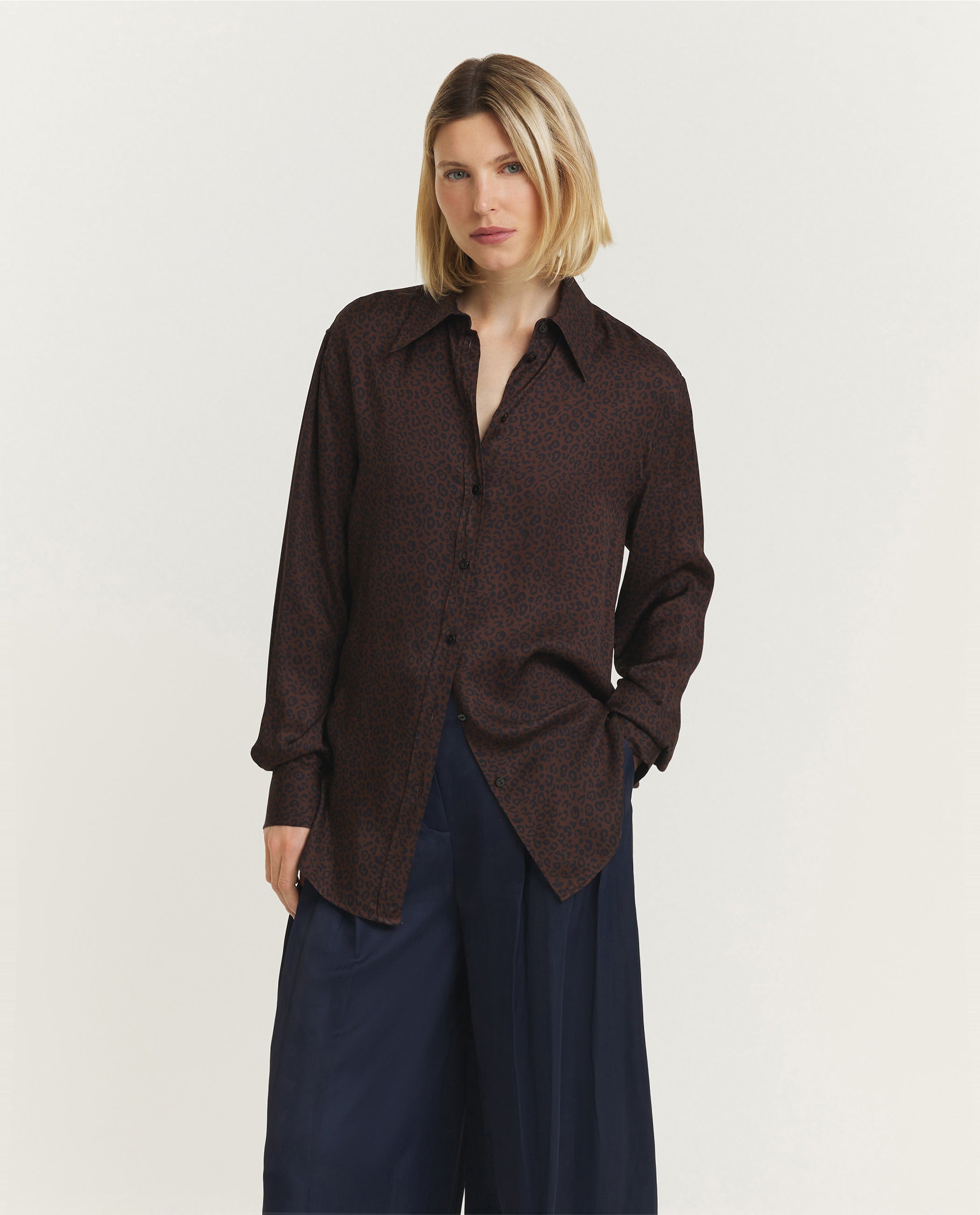 Frankie Leopard Blouse - Bruin