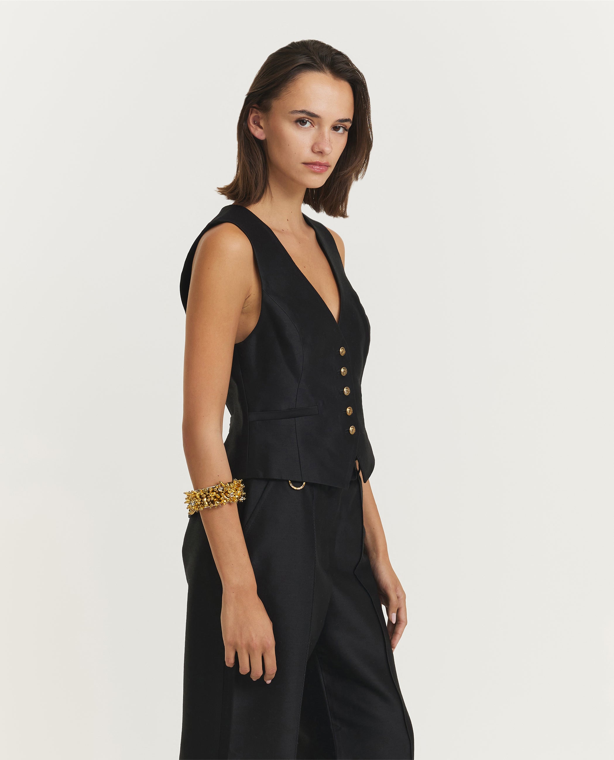 Hypnotic Wol Zijden Waistcoat - Zwart