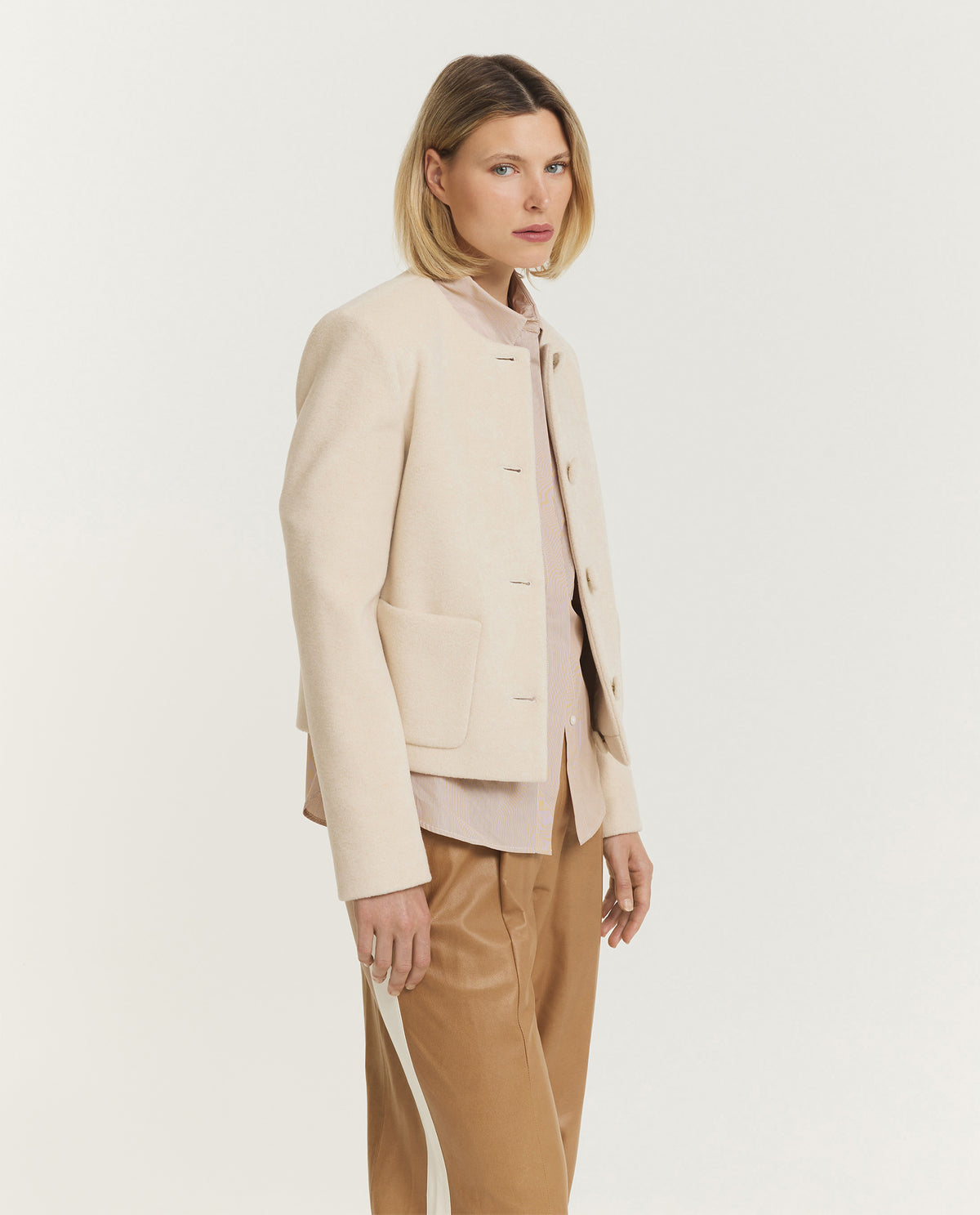 Open Kraag Jasje - Lichtbruin