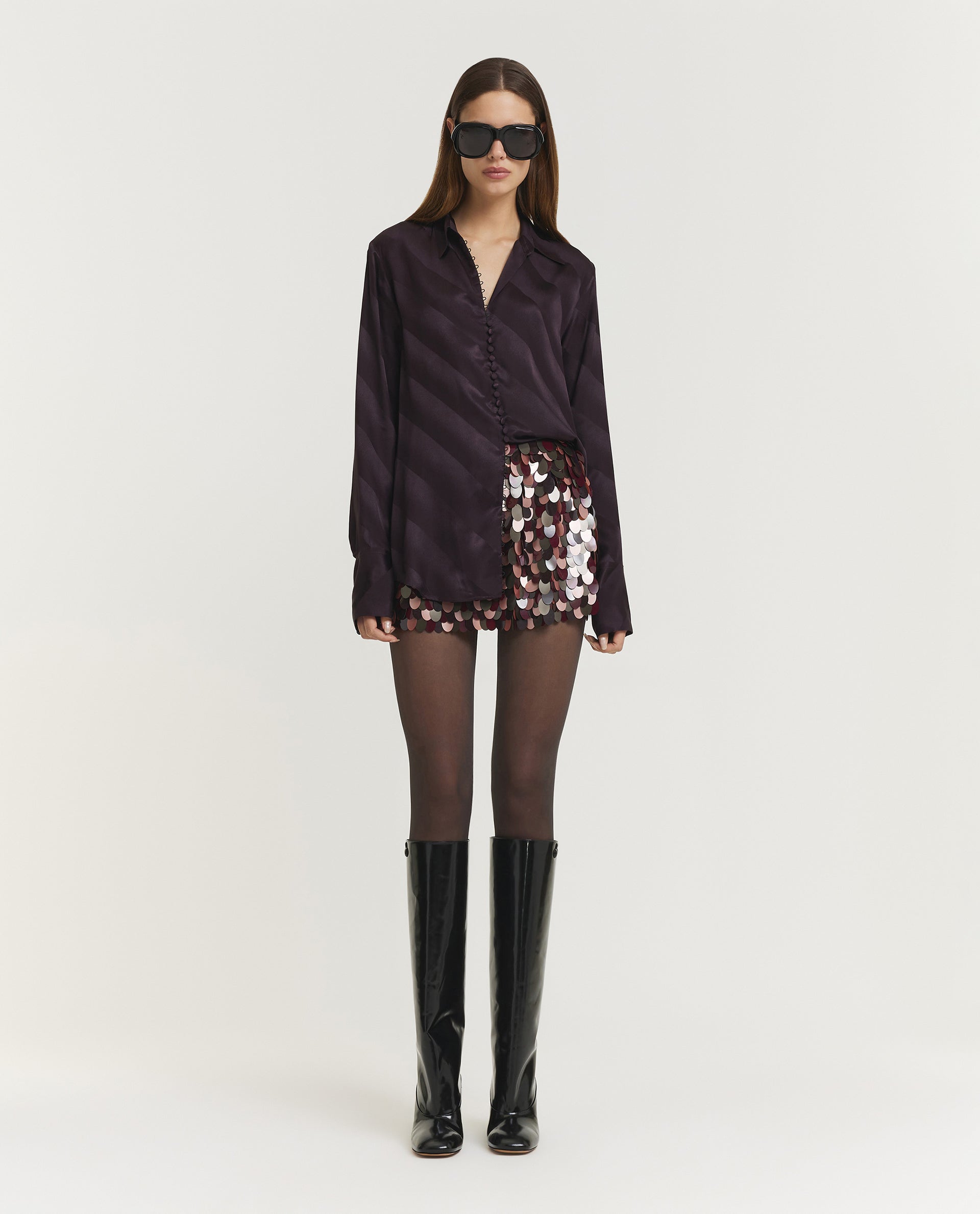 Gabrina Pailletten Rok - Paars