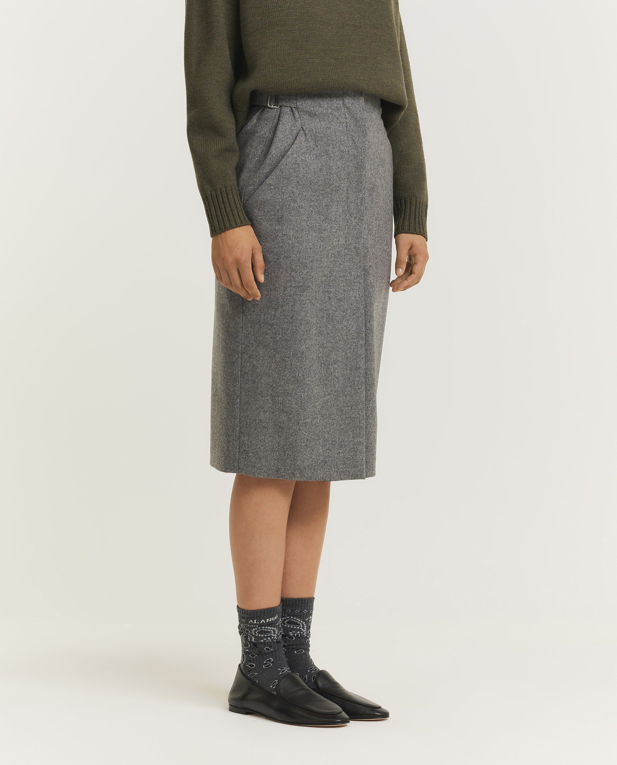 Wool Cashmere Pencil Skirt