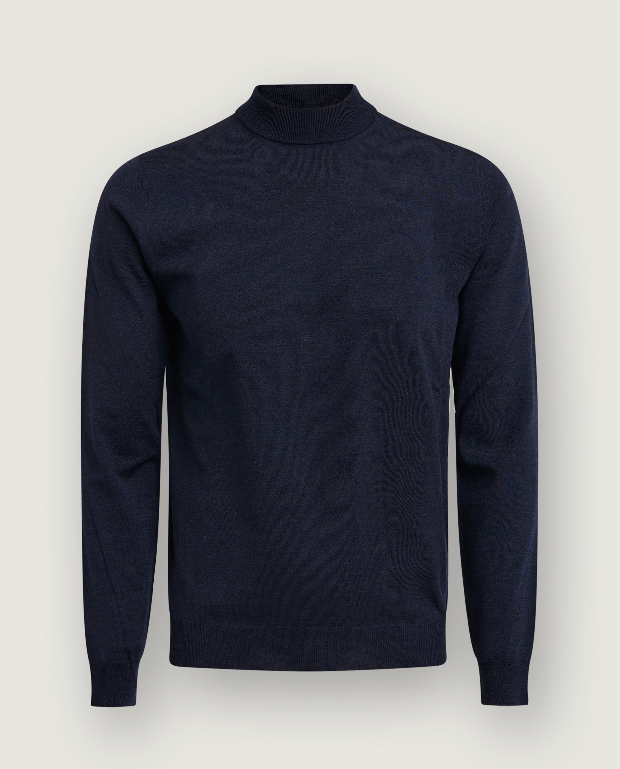 Wollen Mock Nek Trui - Donkerblauw