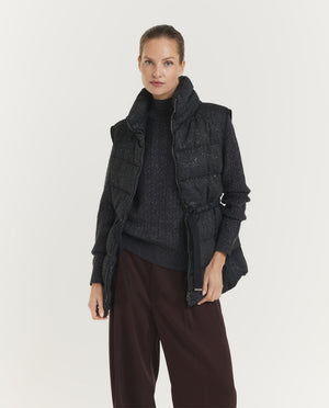 Glitter Visgraat Bodywarmer - Donkergrijs