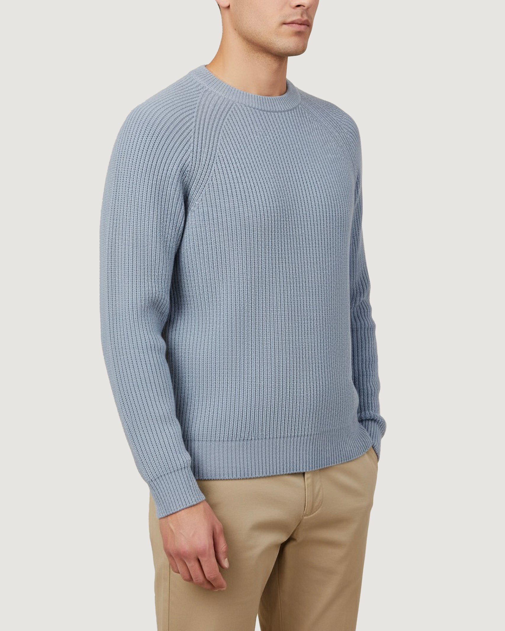 Cashmere Rib Trui - Lichtblauw