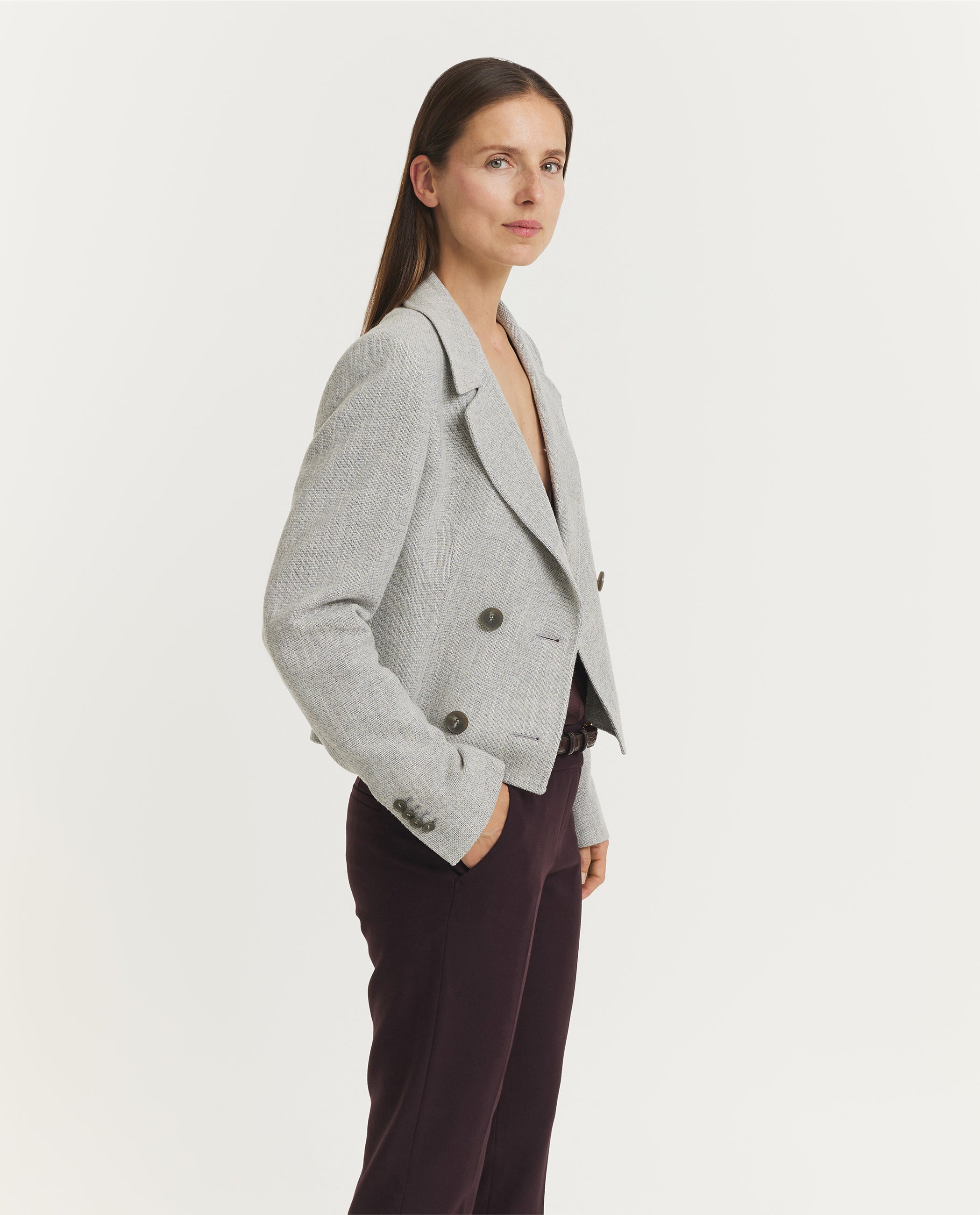 Wool Cotton Cropped DB Blazer
