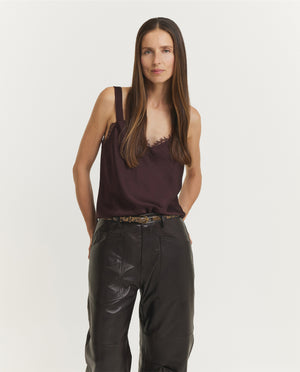 Placed Kanten Cami Top - Paars