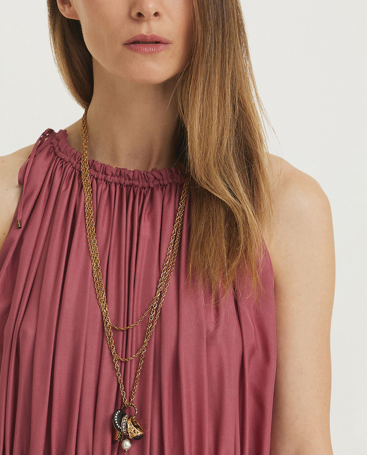 Mouwloze lange jurk - Roze