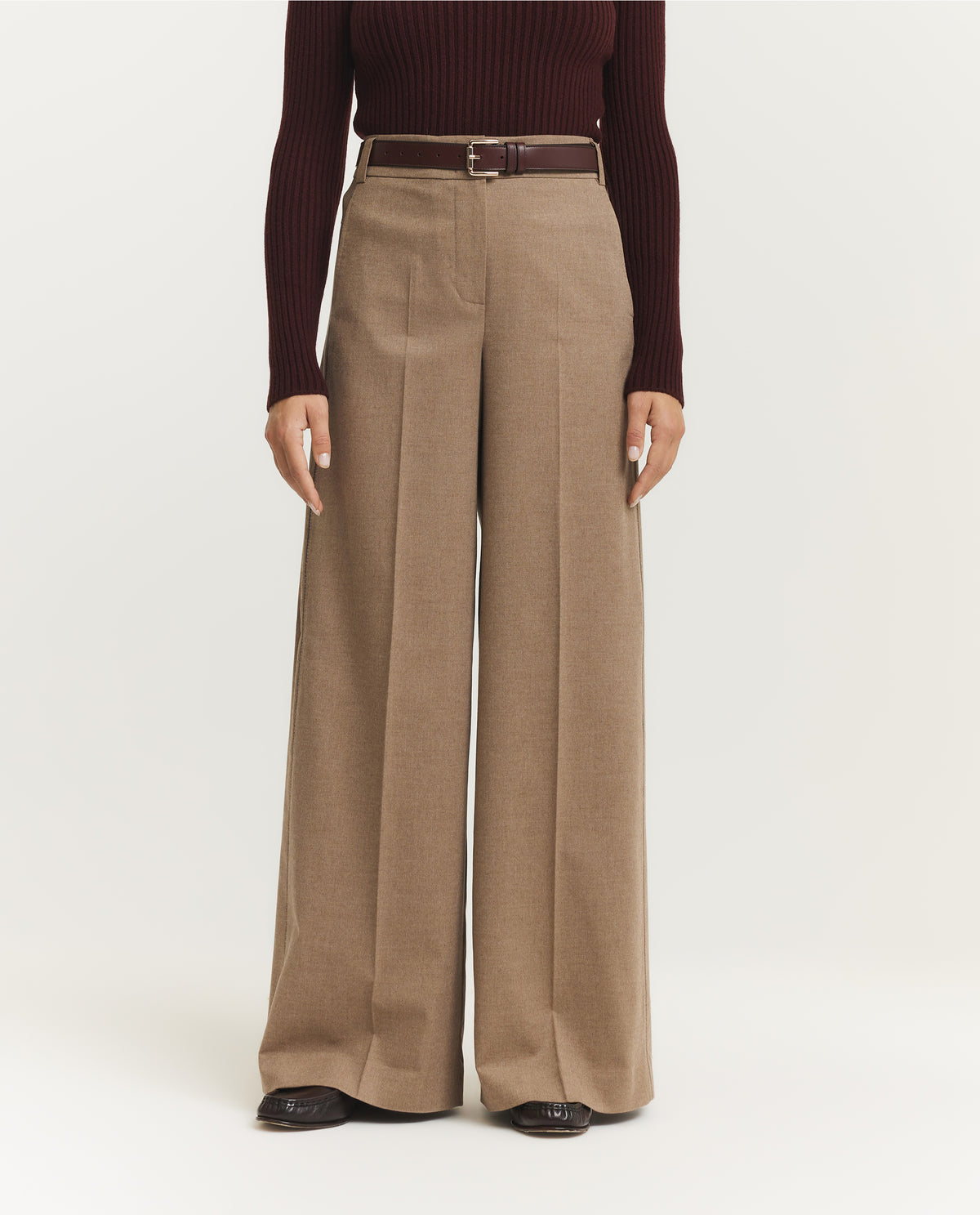 Wijde Flare Pantalon - Lichtbruin