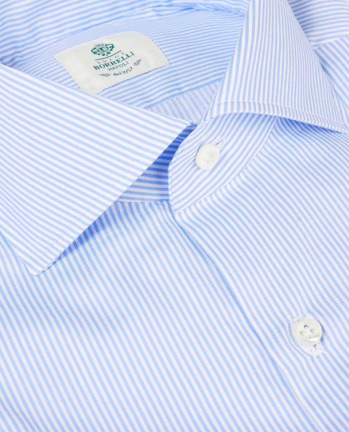 Gestreept Twill Shirt - Lichtblauw