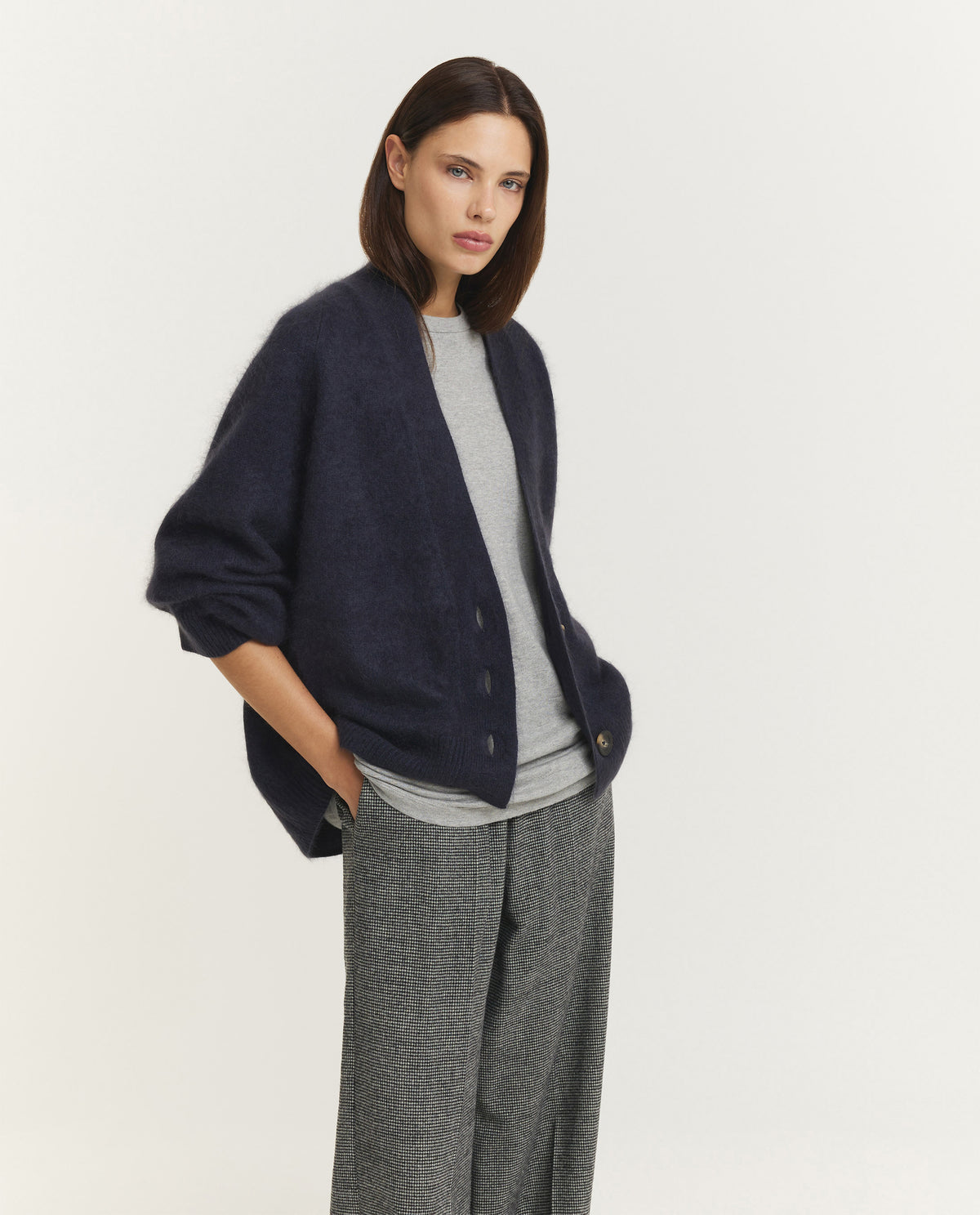 Relaxed Wollen Vest - Donkerblauw