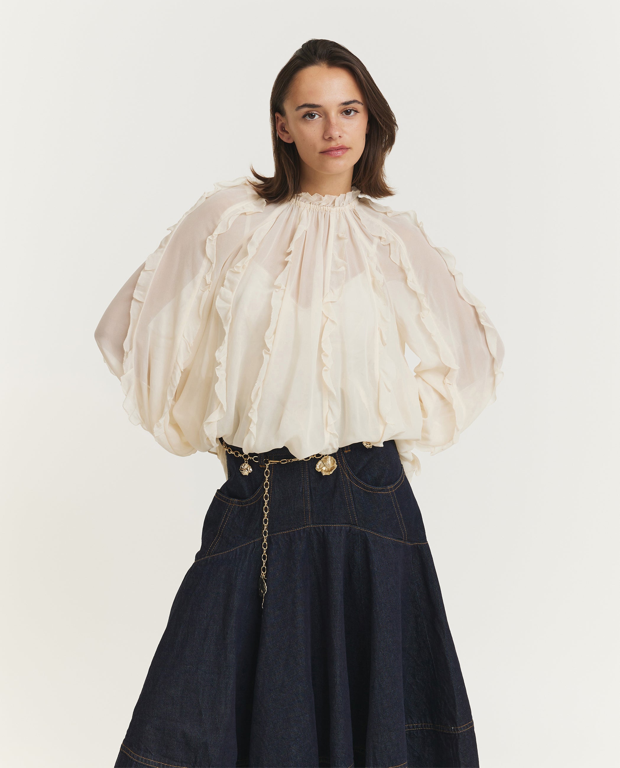 Frill Billow Blouse - Ecru